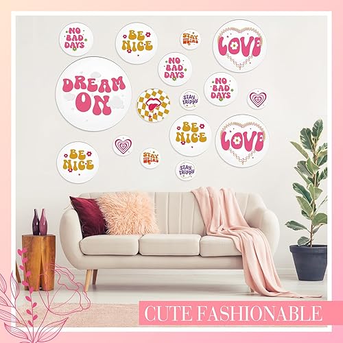 Miniatura 5 de Beeveer 16 piezas de decoración de habitación de adolescentes y niñas, espejo decorativo de pared redonda rosa, estético, acrílico, lindo y moderno,