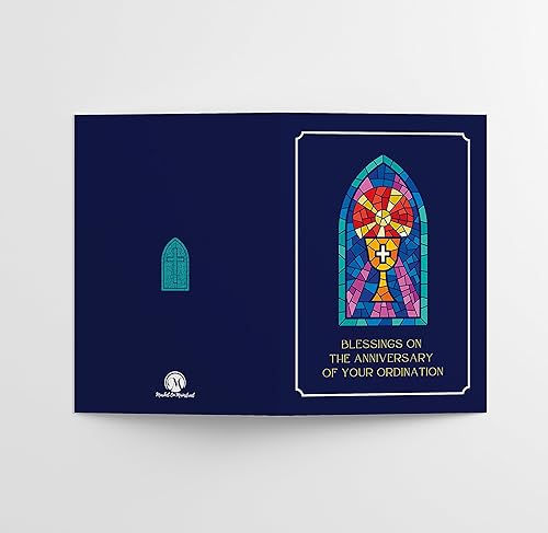 Miniatura 3 de M Market On Mainstreet Tarjeta cristiana de ordenación con sobre, 5 x 7 pulgadas, fabricada en los Estados Unidos (aniversario, vitral, tarjeta