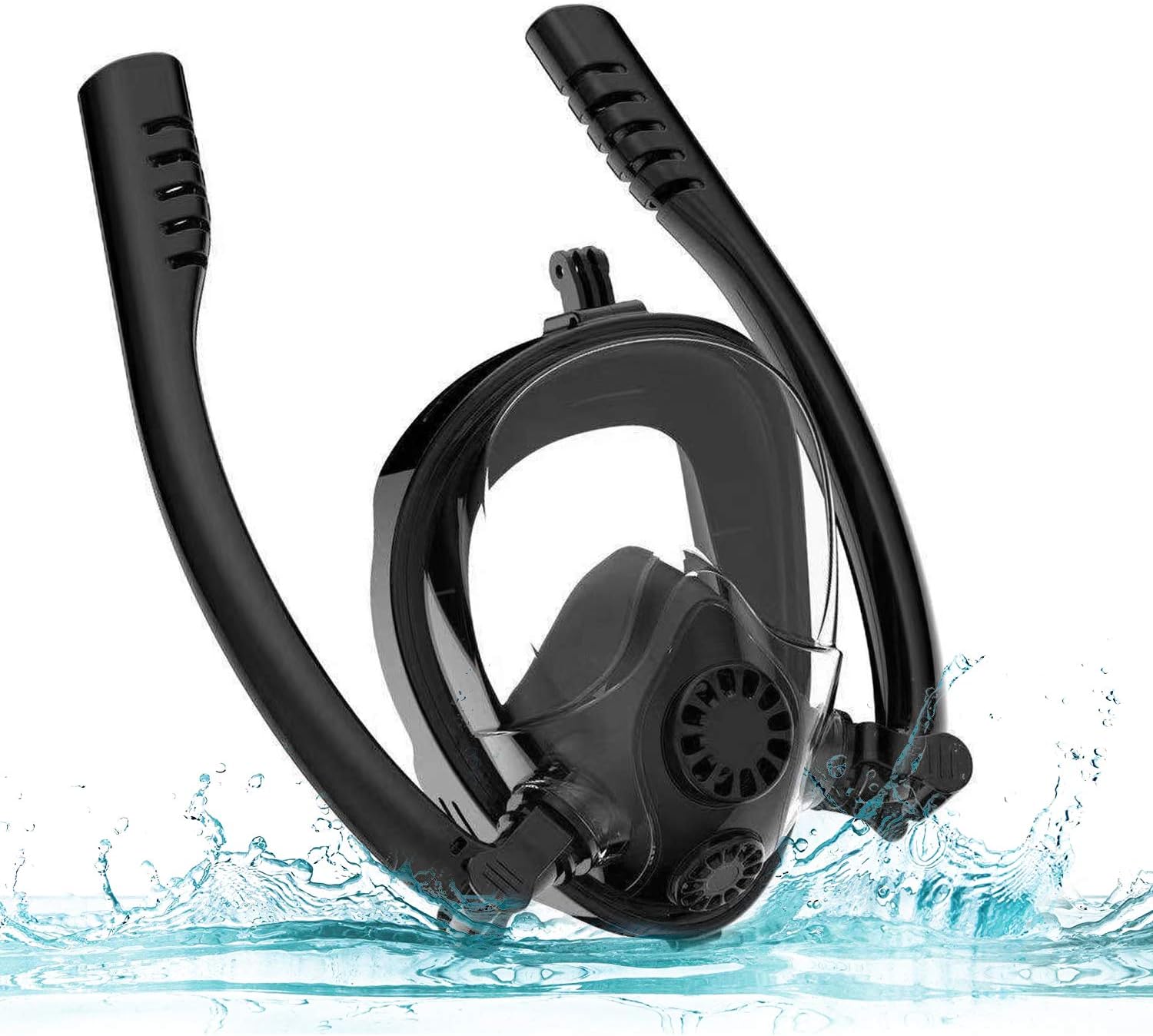 Full Face Snorkel Mask 180° View Carry Double Rotatable Snorkels Detachable Mount
