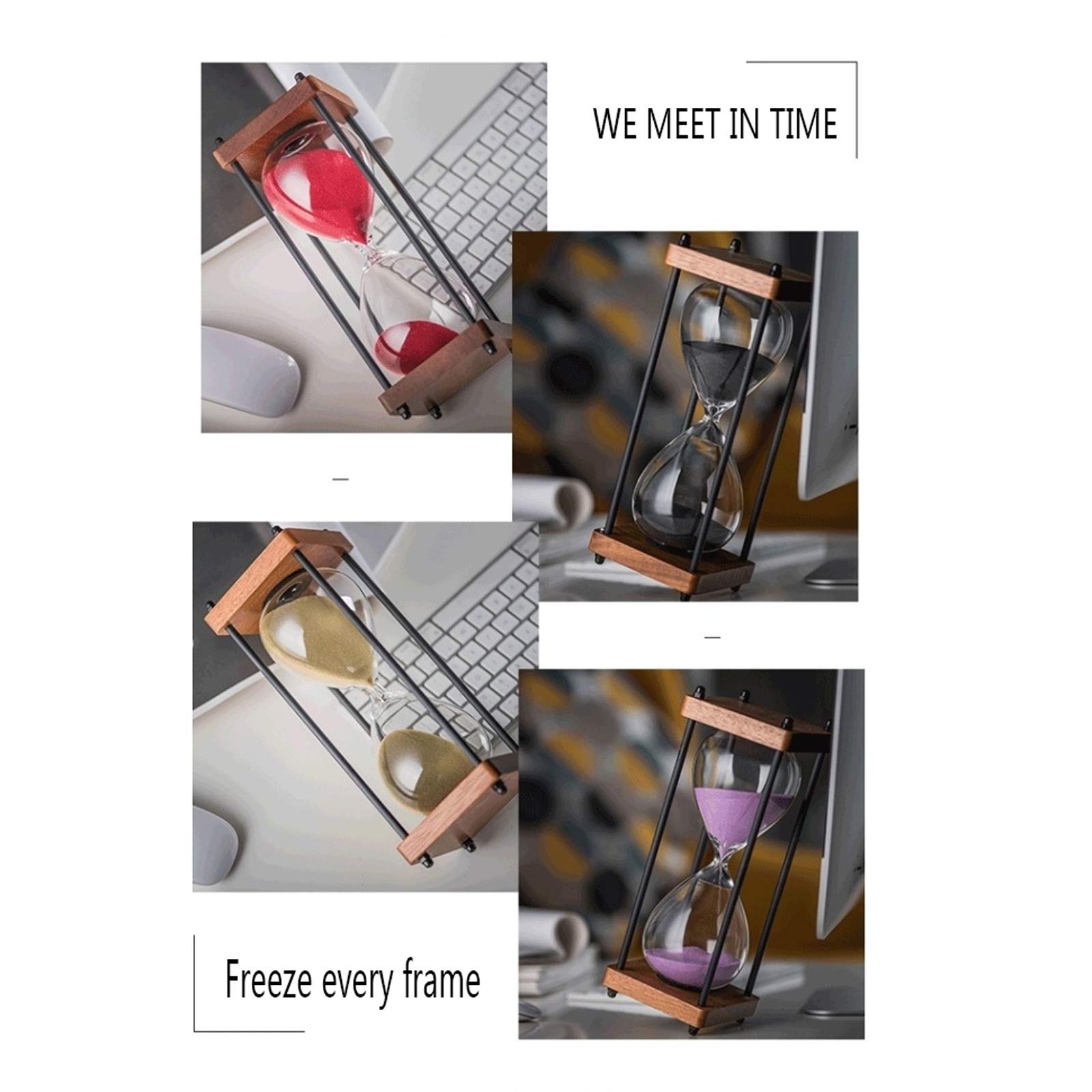 Sanduhr Timer30 Minuten Holzrahmen,Sanduhren Home Decoration,Geschenk - 8 Farben Mode Bunte Sand Timer,Einzigartiges kreatives Souvenirgeschenk