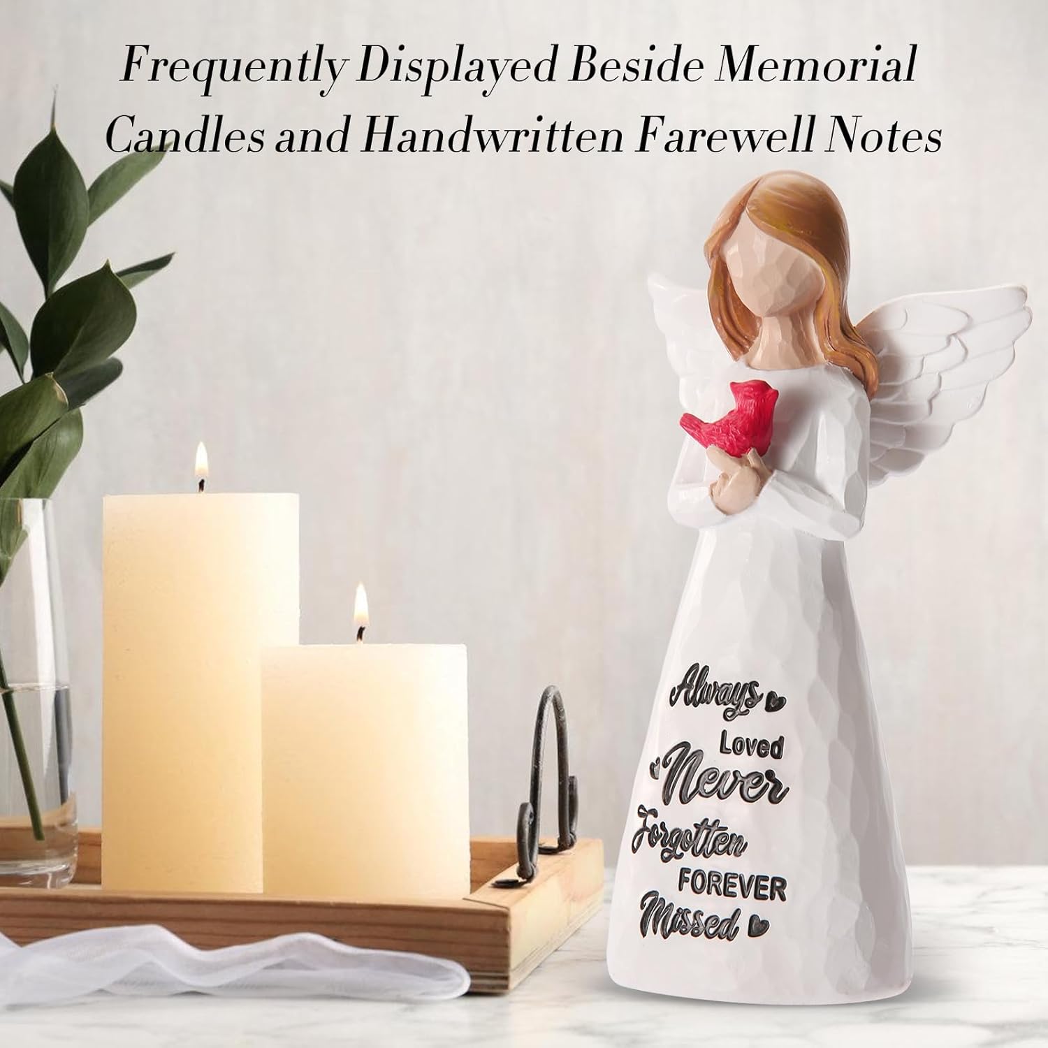 Cardinal Gifts for Women -6 inch Memorial Gift, Cardinal Decor,Sympathy Gifts for Loss of Loved One,Grief Gifts for Women, Resin Home Decor Sculpted Hand-Painted Angel Figurine - Image 3