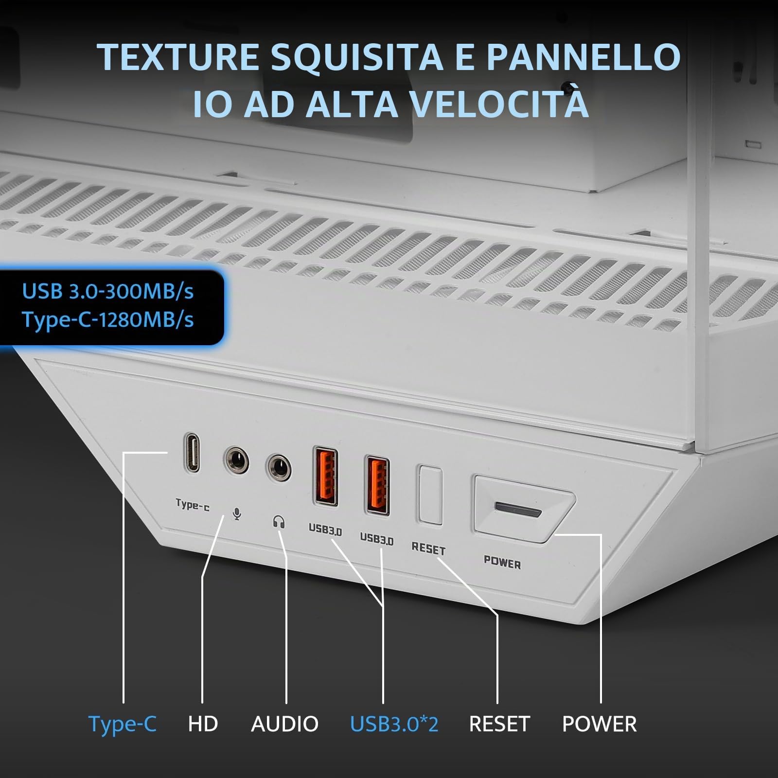darkFlash Case PC ATX Full-tower Gaming, Scheda Madre con Connettore Posteriore, Doppia Camera, Vetro Panoramico, Fino a 2x360mm Rradiatori, Compatibile con RTX 40 (DY470) (1 ventole PWM ARGB, Bianco)