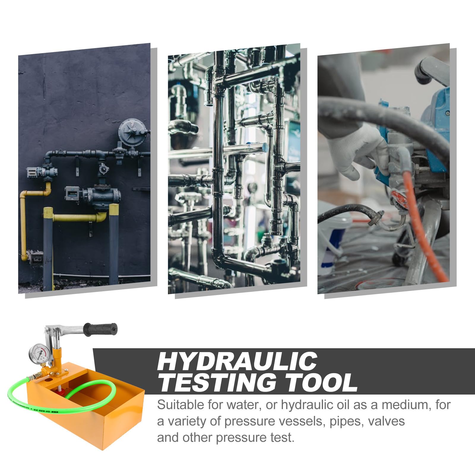 Bomba de Prueba de Presión Manual de 40kg para Agua y Aceite Hidráulico, Dial Grande y Visualización Clara, Adecuado para Uso Industrial y Color Aleatorio Varios estilos