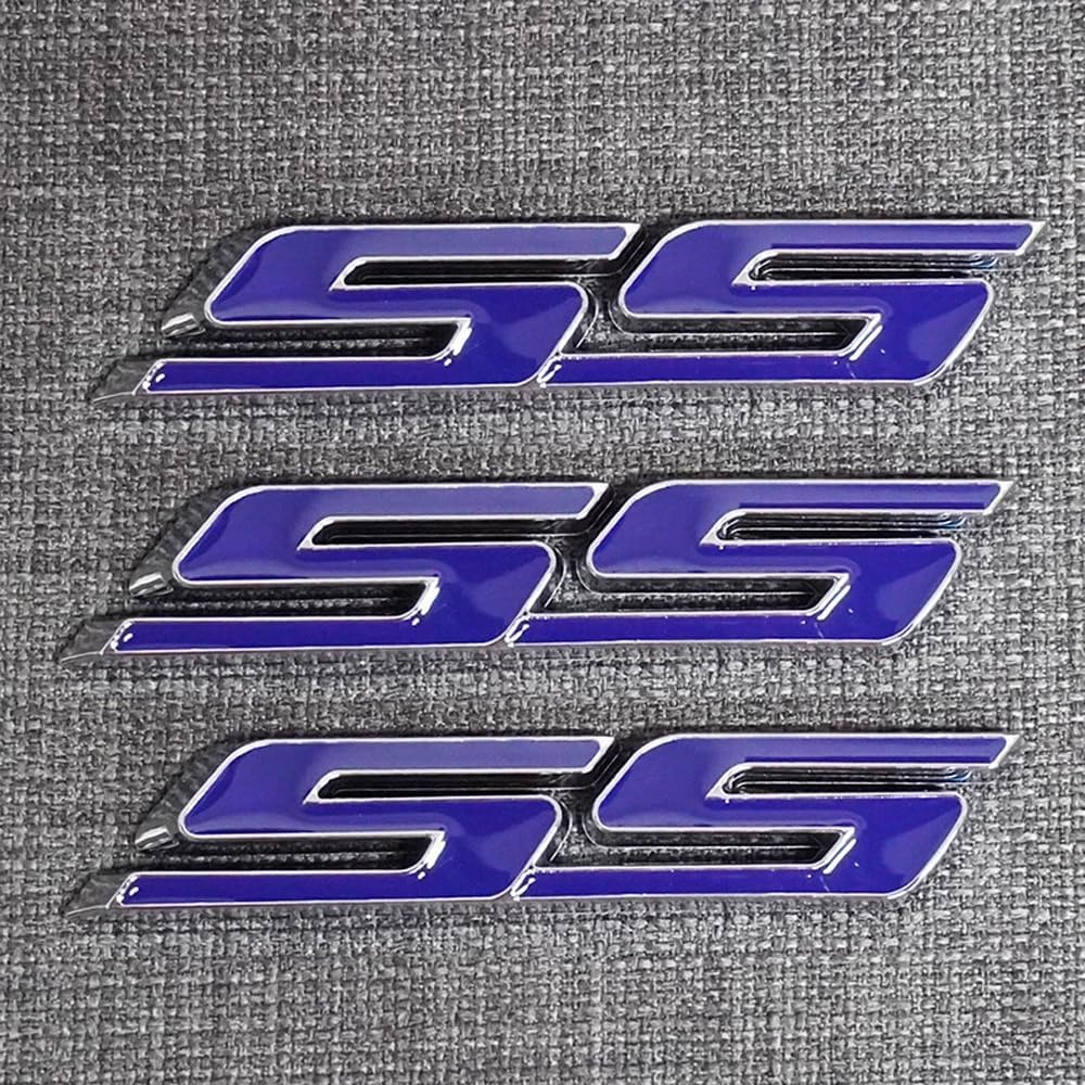 3pcs SS Side Emblems Badge Nameplates 3D Raised Strong Adhesive Replacement for Impala Cobalt Camaro 2010-2016 (Black Red)