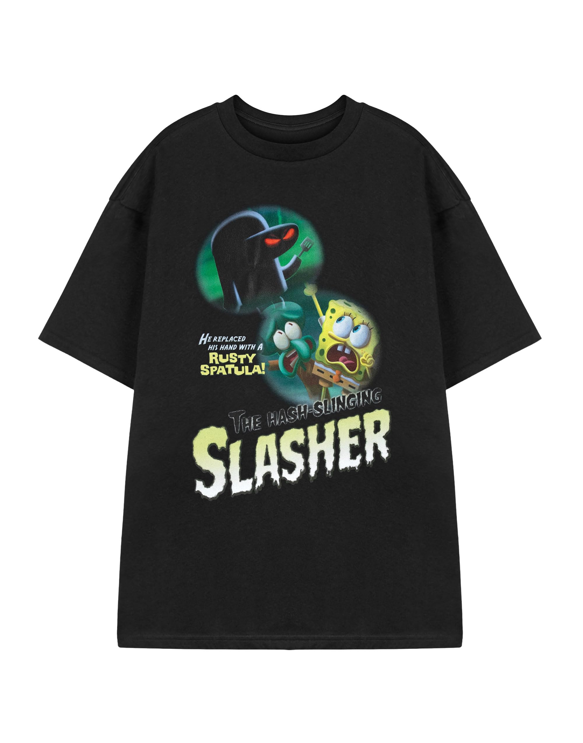 Spongebob Squarepants (Large) Short Sleeved T-Shirt (Unisex ) Black