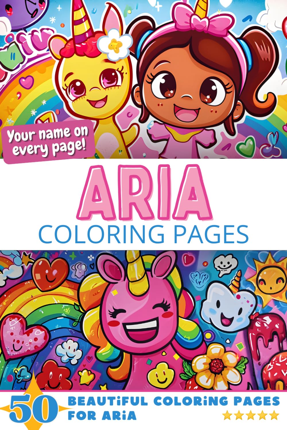 Aria Coloring Pages: Wow-Effect! Your name on every page - Aria coloring book - 6x9" - 50x Aria coloring page - Fantastic Gift