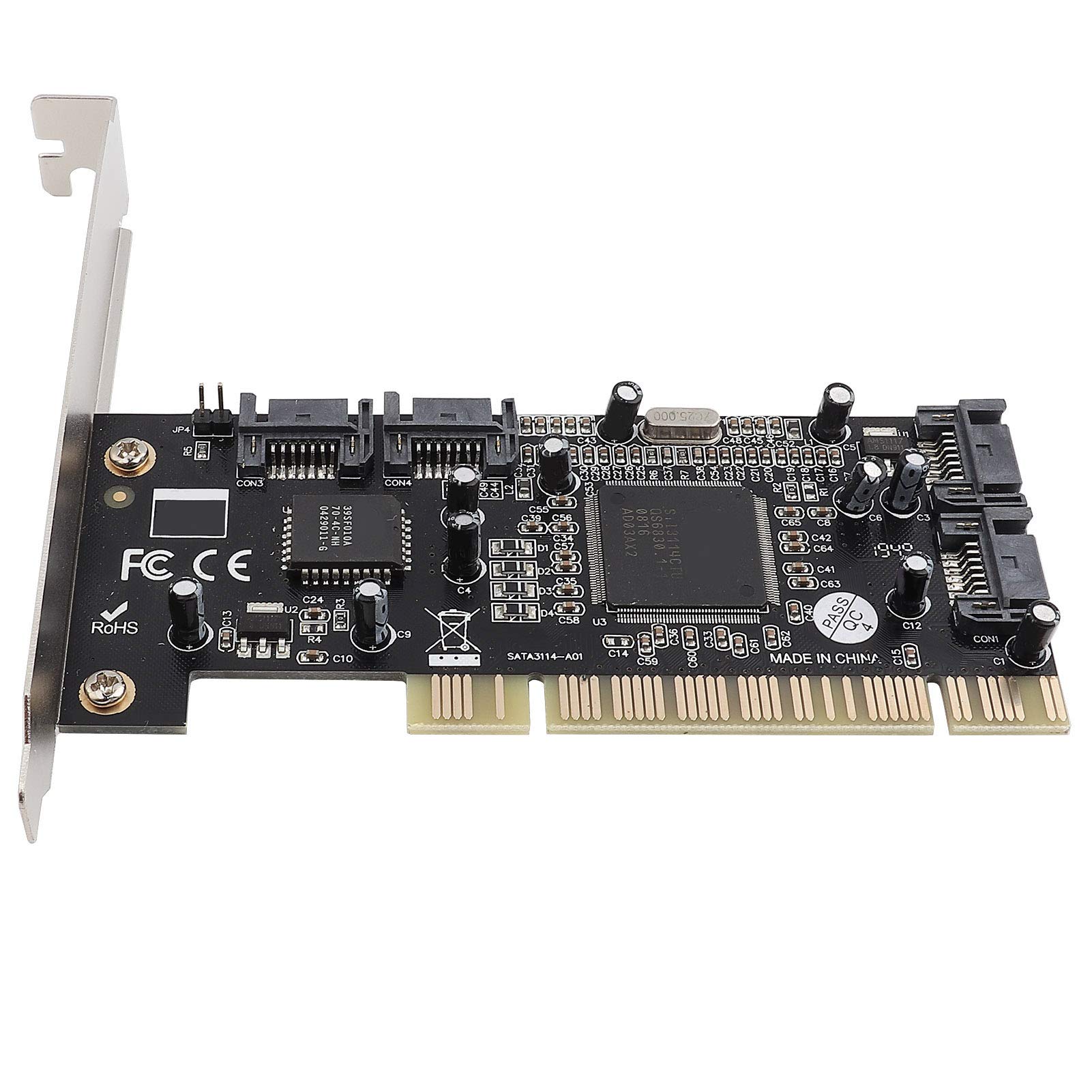 Jectse Scheda Controller PCI SATA a 4 Porte Interne Con Chipset Sil3114 da 1,5 Gbps - Raid per Espansione Interna