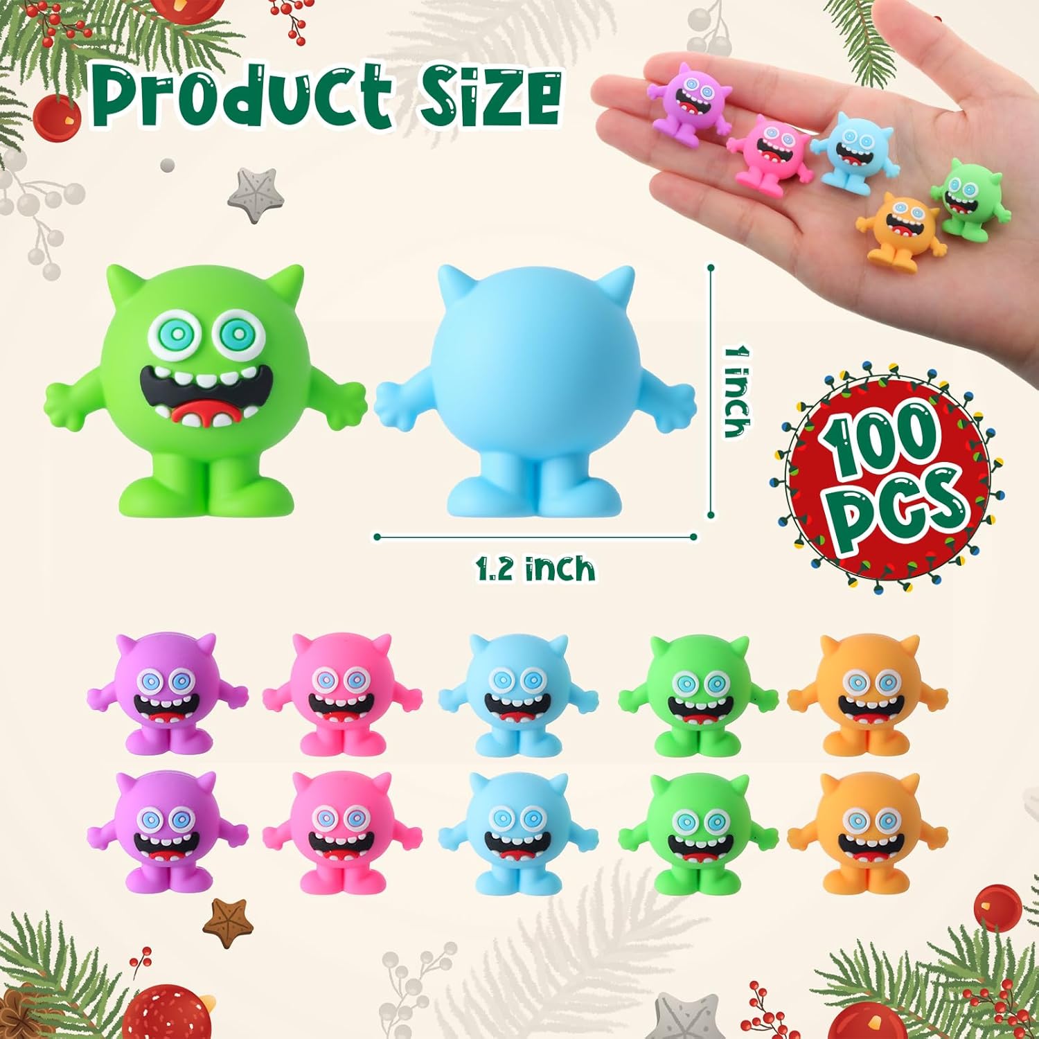 Bucherry 100 Pcs Easter Miniature Monsters Figurines Small Monster Figures Toys Bulk for Easter Party Favors Gifts Goodie Bag Supplies Birthday Decor in Fairy Garden to Prank Hide and Seek