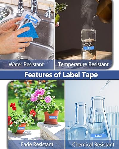 Miniatura 3 de Cruxer Paquete de 4 cintas de repuesto para P-Touch TZe-525 AZe-525 azul, blanco sobre azul, 0.35 pulgadas, 0.354 in x 26.2 ft, compatible con