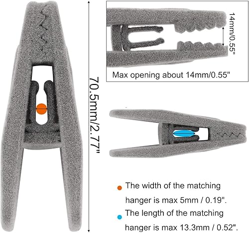 Miniatura 5 de Clips de fieltro para colgar, paquete de 80 clips para pantalones para perchas de terciopelo, clips fuertes para colgar bebés para uso con colgador