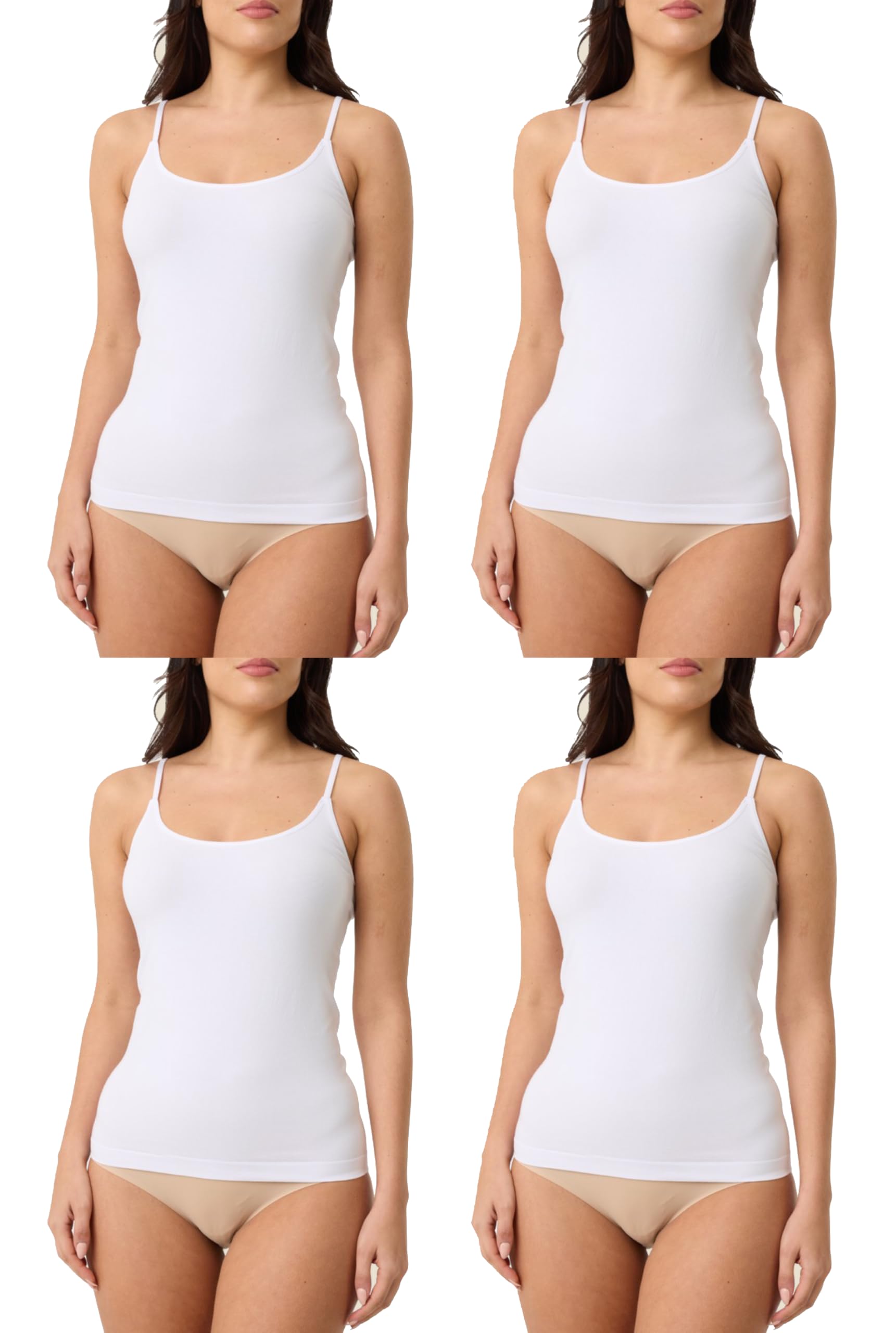 inner element Women White Pure Combed Cotton Camisole/Ladies Slips Pack of Four-picture-14