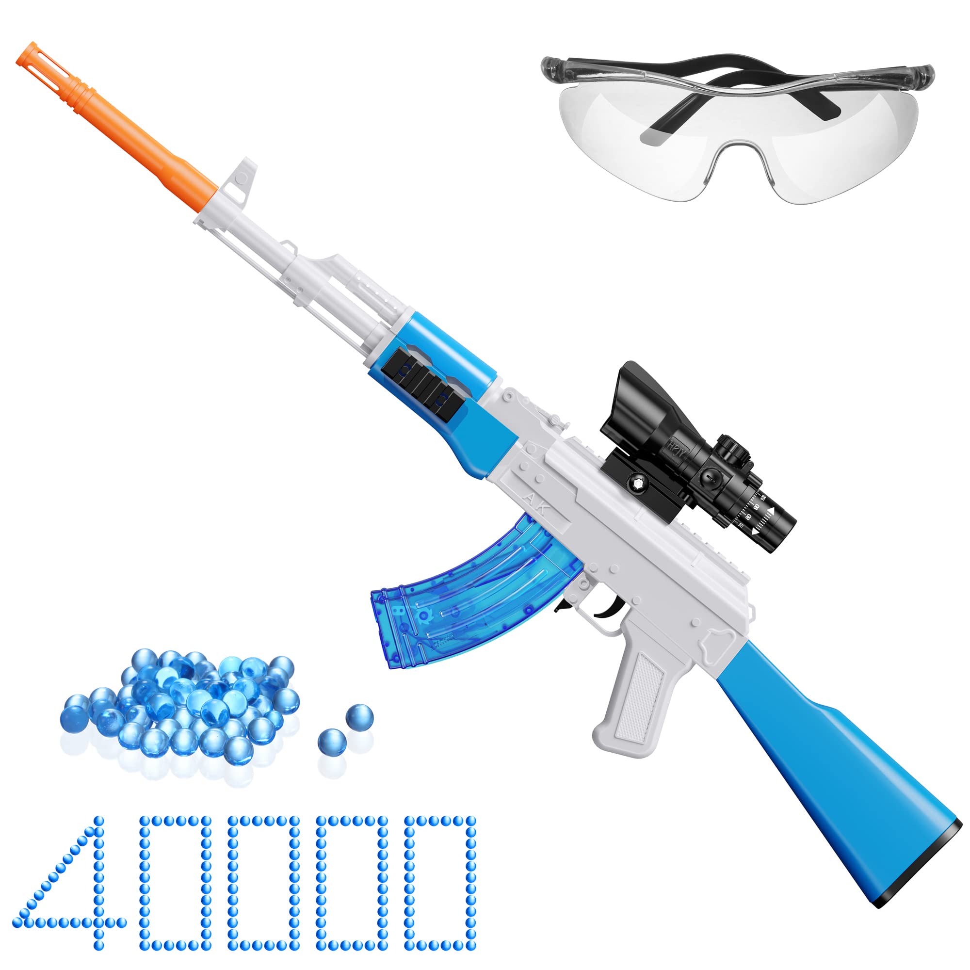 Gel Ball Blaster with 40000 Water Beads, Strap and Goggles, Automatic Splatter Balls Toys Set Suitab