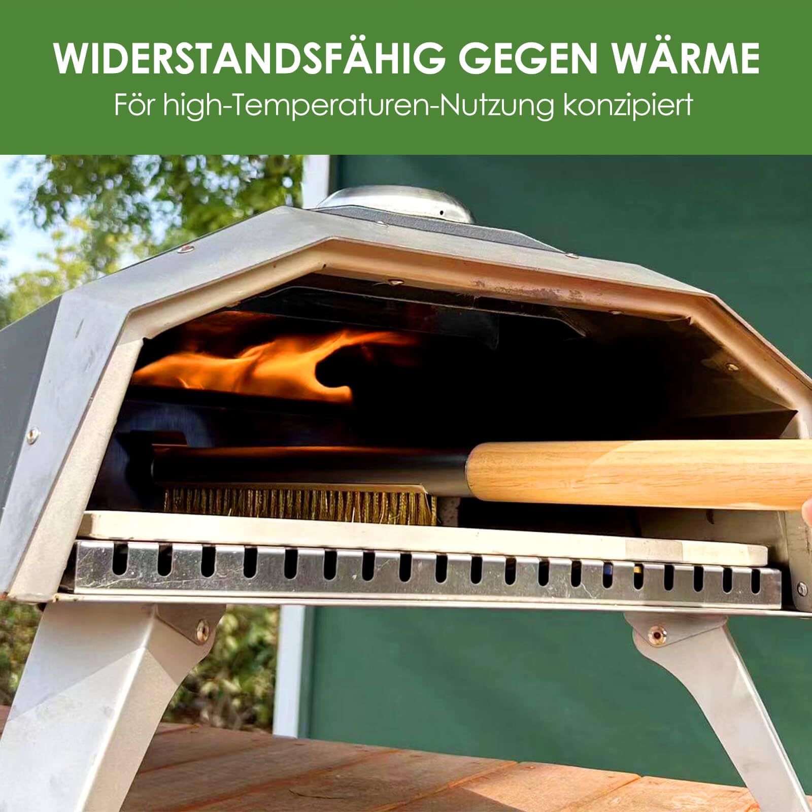 Profi Pizzaofen-Bürste 52cm mit Edelstahlschaber und Messingborsten – Ideal für Outdoor- und Indoor-Öfen