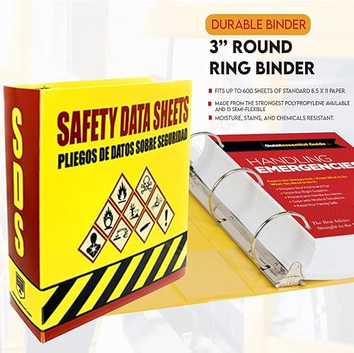 Miniatura 3 de Performore Estante de exhibición SDS, juego con carpeta de anillos de alta resistencia de 3 pulgadas, estante de alambre, letrero de estación SDS,