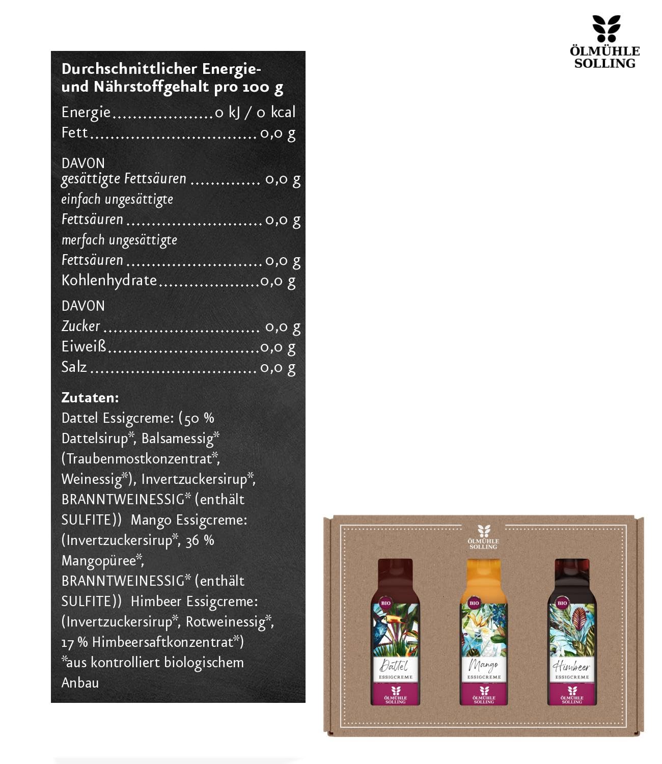 Ölmühle Solling Organic Vinegar Cream Set