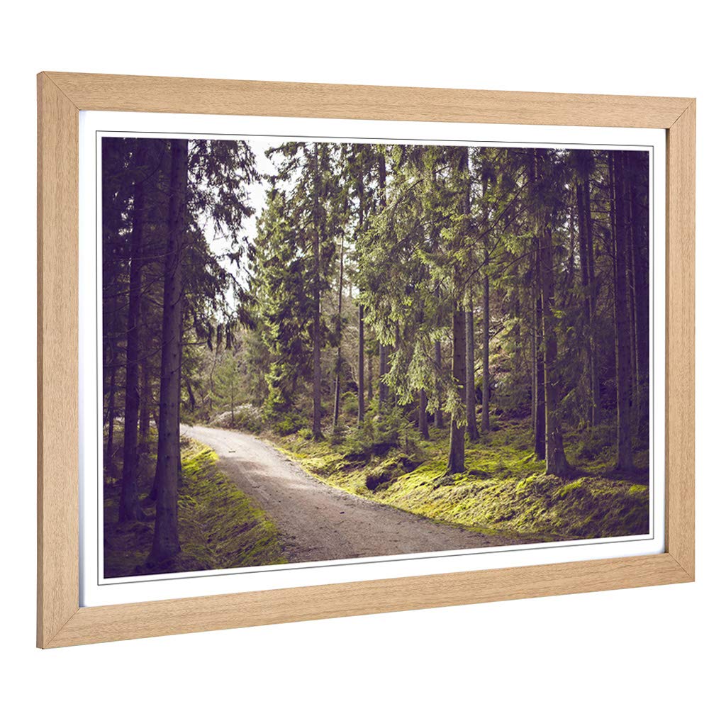 Big Box Art Framed Print of Landscape Woodland Path Design | Wall Art Picture | Home Decor for Kitchen, Living, Dining Room, Bedroom, Hallway, Office, Oak, A2 / 24.5x18 Inch / 62x45cm