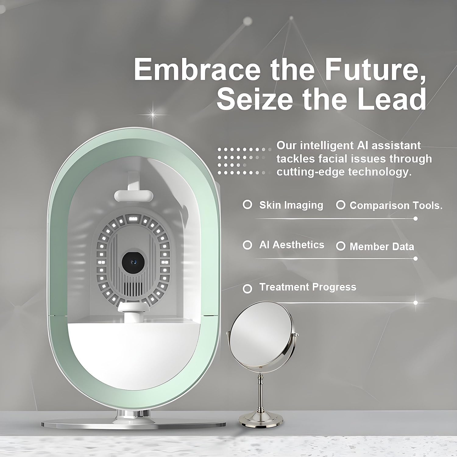 Macchina per l'analisi della pelle professionale per il viso - Imaging AI, strumento diagnostico per il viso ad alta definizione per saloni e spa, informazioni personalizzate sulla pelle Green