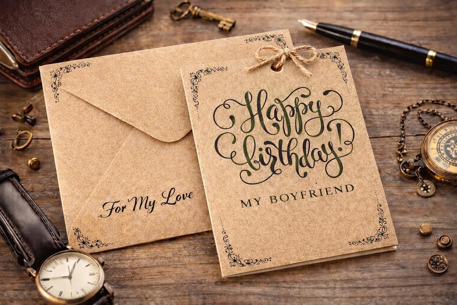 Wood Block Stamp, Cursive Happy Birthday Rubber Stamp