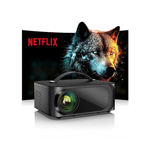 [1500 ANSI/Auto Focus/Built-in APPs] Outdoor-Projector-4K with Wifi6 and Bluetooth, Smart TV OS & DoIby, Portable Projector with Netflix/YouTube/PrimeVideo, ONOAYO 1080P Proyector with 300 ''Display