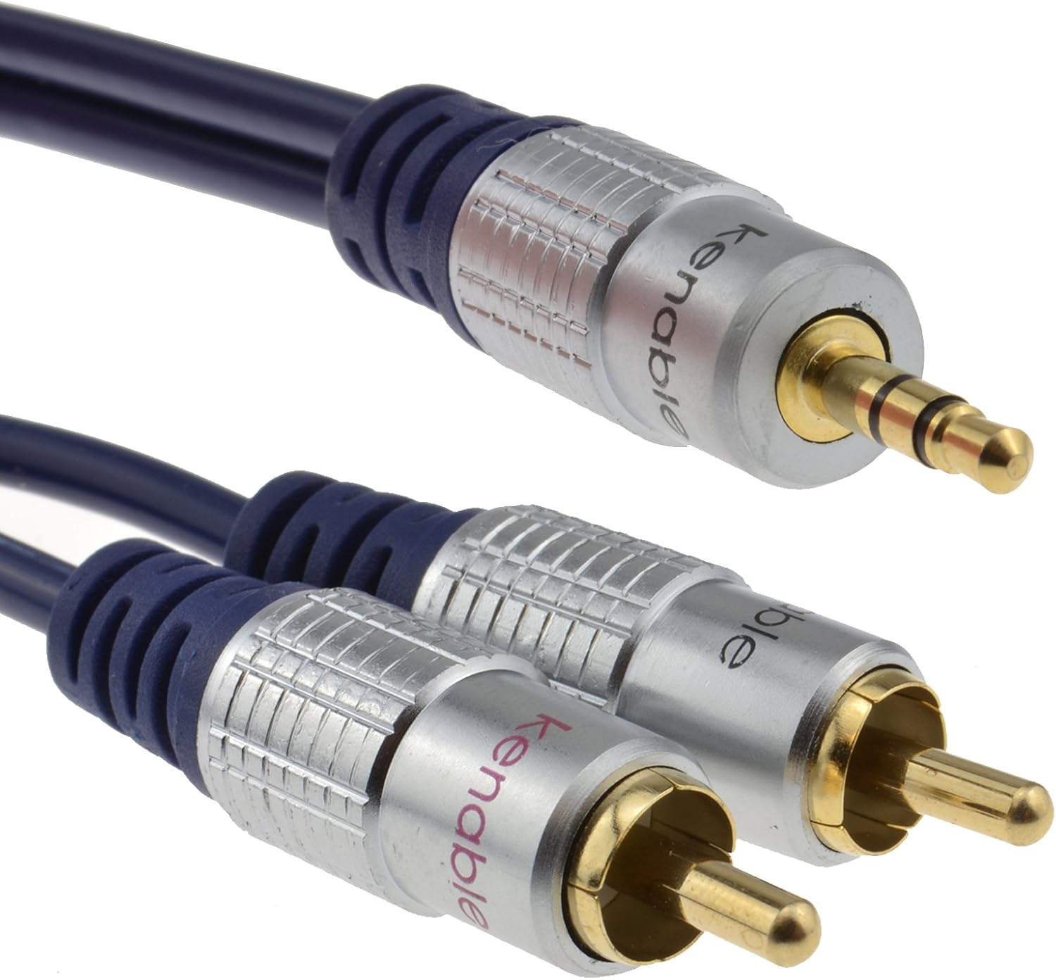 kenable Pure HQ OFC 3.5mm Stereo Jack to 2 RCA Phono Plugs Cable Gold 3m (~10 feet)