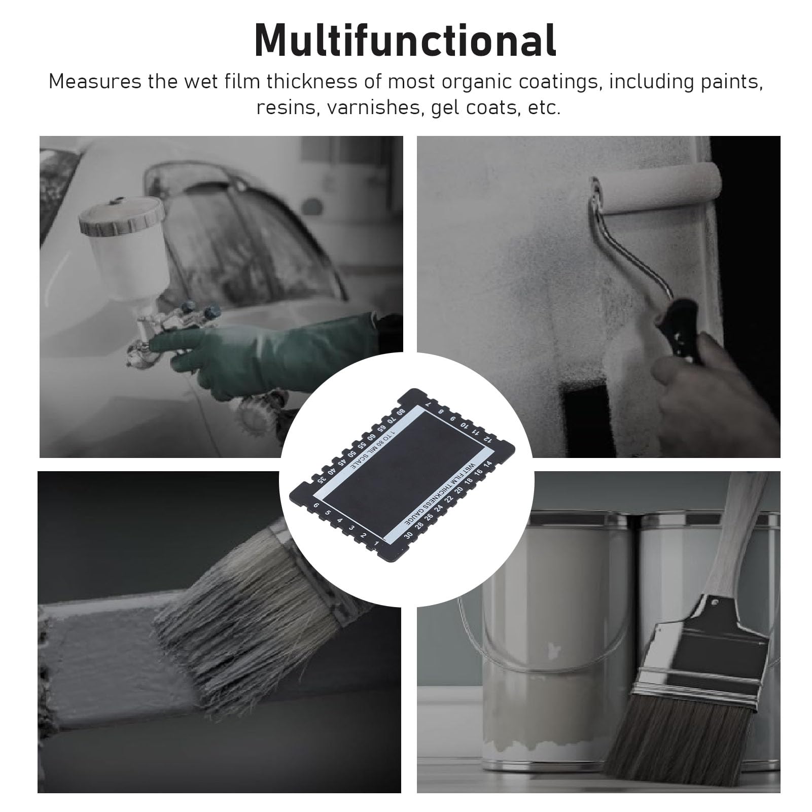 Wet Film Thickness Comb, Thickness Comb Aluminium Alloy Two Sided Wet Film Thickness Card for Painting