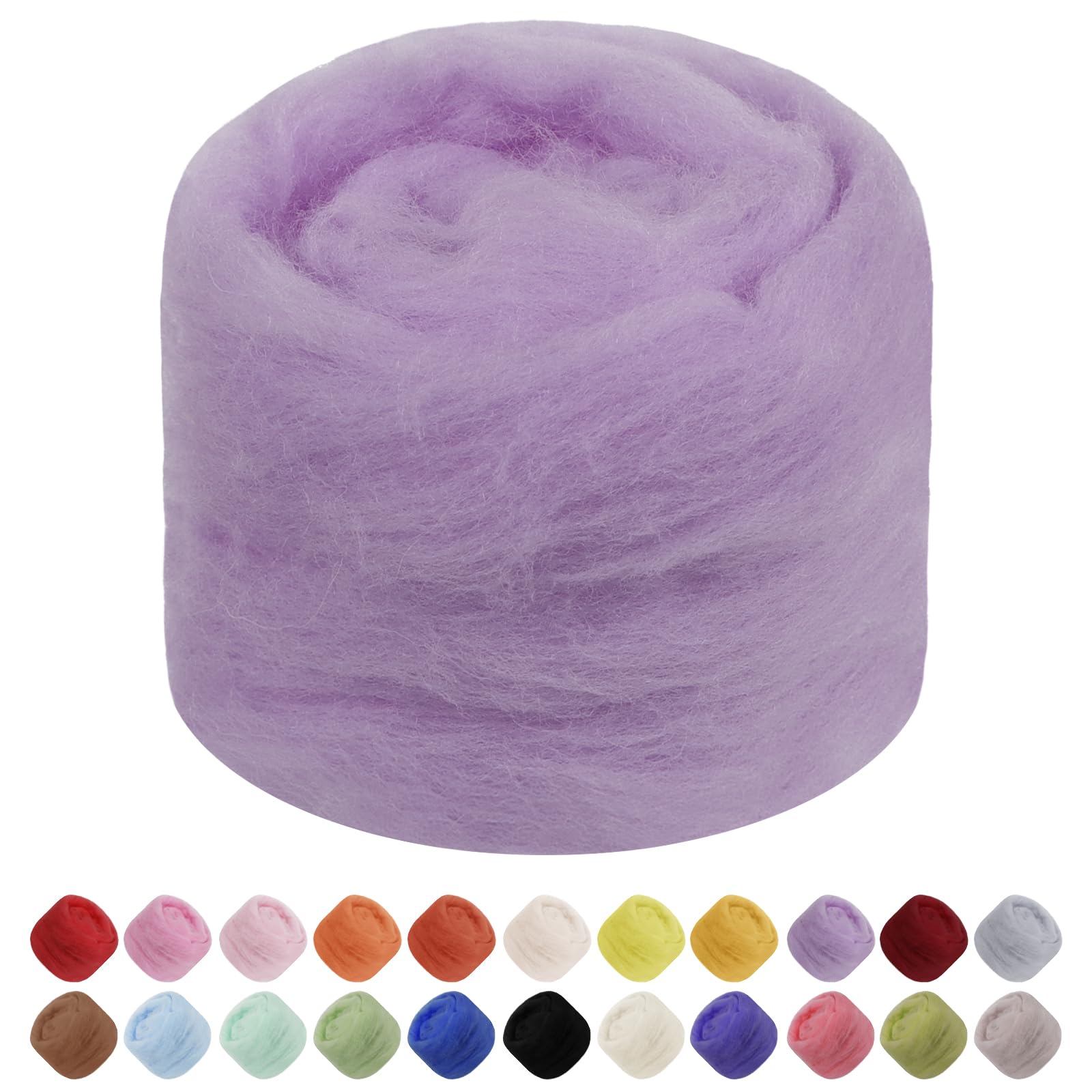 Uiopa Needle Felting Wool, 50g Felting Wool Soft Wool Roving Yarn, Light Purple Wool Roving for Needle Felting, Wet Felting, Felting Projects, DIY Crafts