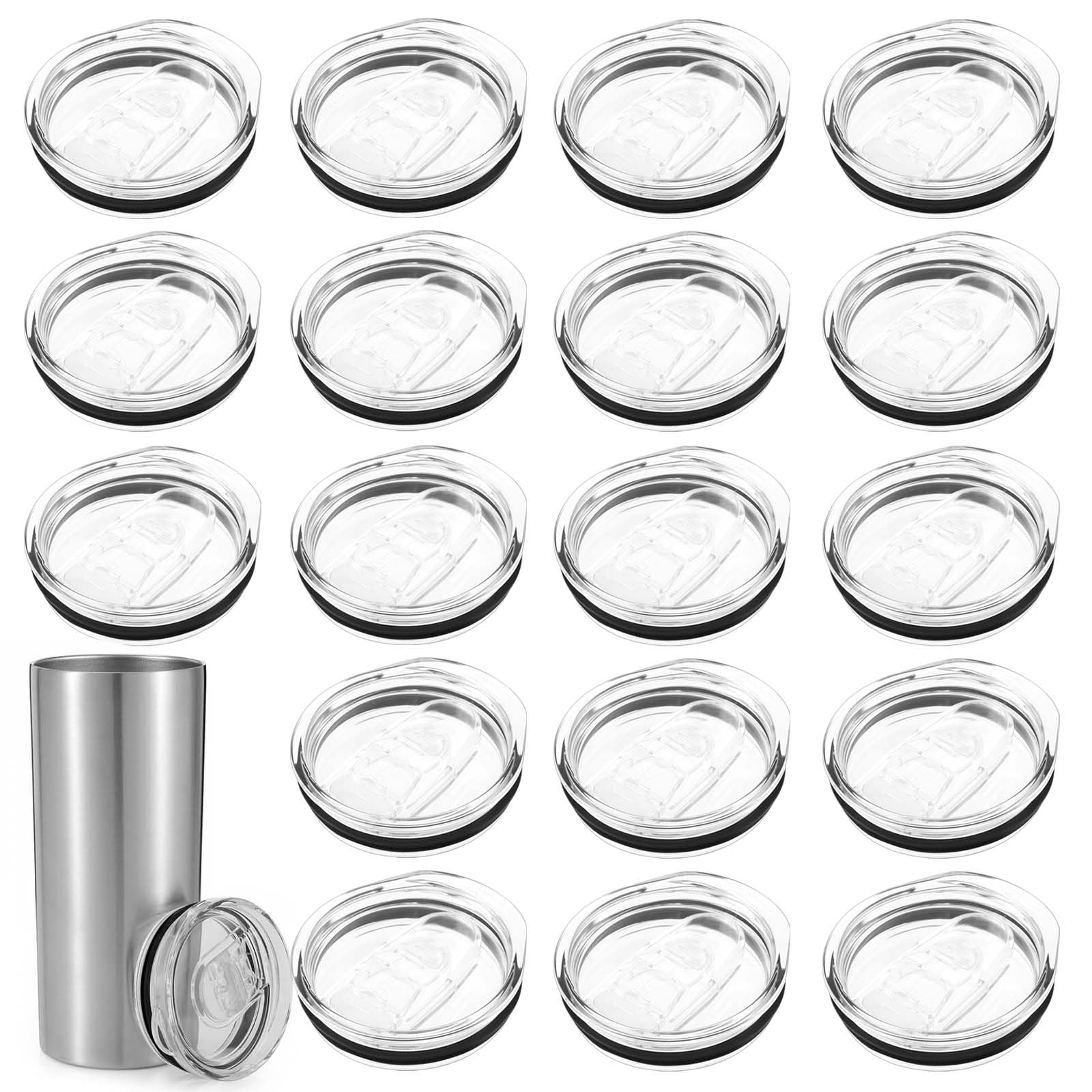 KOHAND 20 Pcs 20 oz Skinny Tumbler Replacement Lids, 2.7 Inch Clear Tumbler Cover, Spill Proof Tumbler Plastic Cover for Maintaining The Temperature