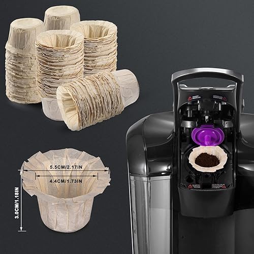 Miniatura 2 de 100 filtros de café desechables K Cup, papel de filtro de café para cafeteras Keurig de una sola porción 1.0 y 2.0, uso con cápsulas K Cup