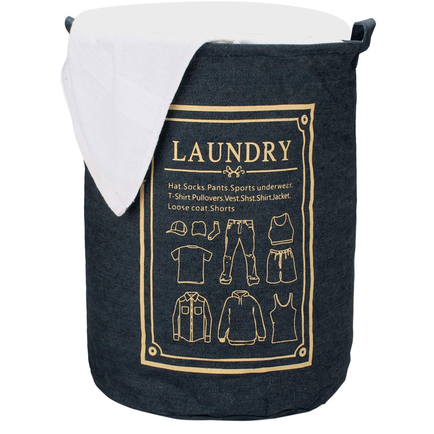 Styleys Folding Laundry Bag for Clothes 63 - Litres with Laundry basket with Drawstring Closure (S11051 - Jeans Blue)-image-18