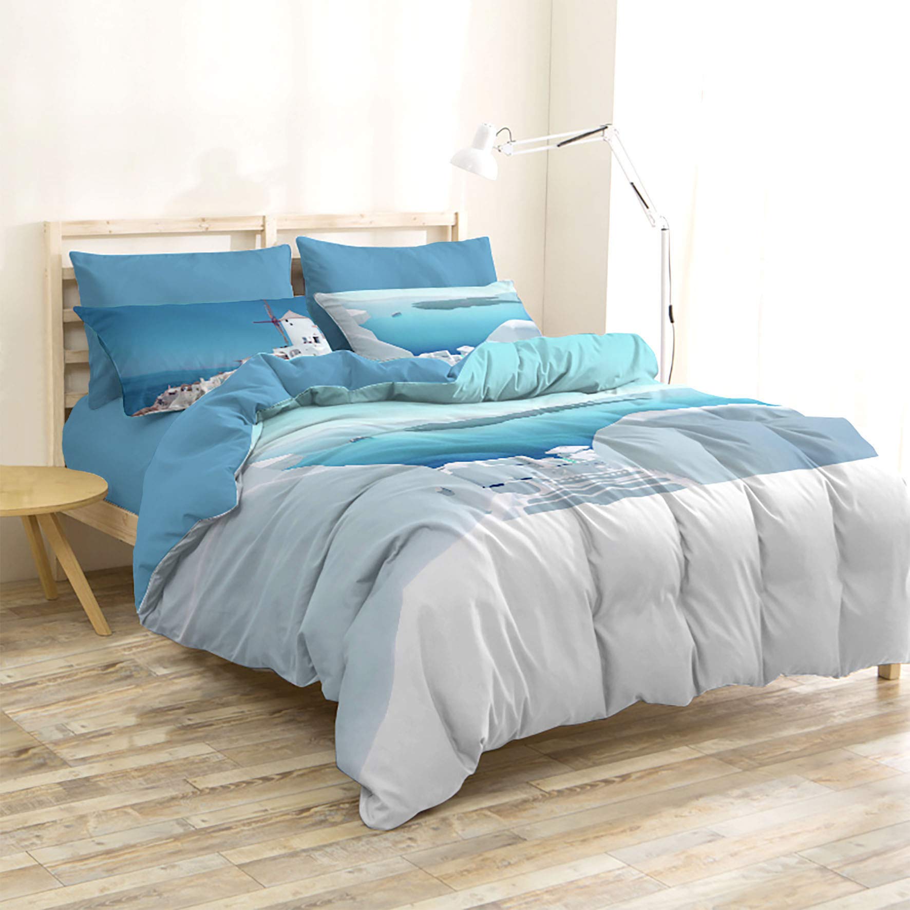 Gabel Planet Santorini Completo Lenzuolo Copriletto, 100% Cotone, Piazza e Mezza, 180 x 290 cm