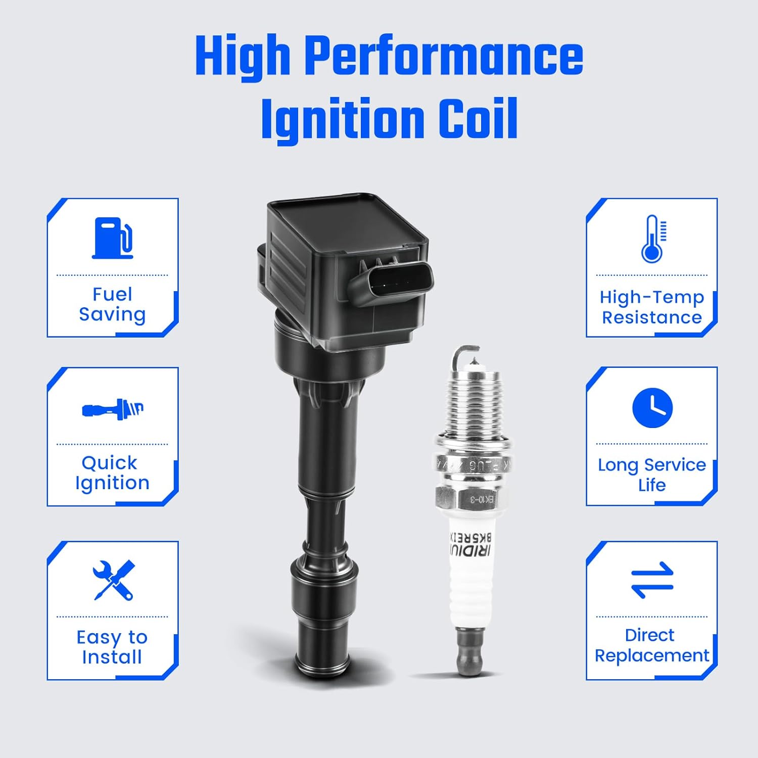 UF816 Ignition Coil Packs & 93175 Spark Plugs Compatible with Hyundai Elantra Kona Sonata Hybrid Veloster Kia Forte Optima Hybrid Soul 2.0L L4 2015 2016 2017 2018 2019 2020 2021 2022, Set of 4
