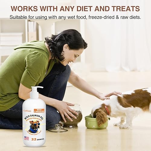 Miniatura 7 de Aceite de salmón para perros y gatos, 32 onzas, aceite de pescado líquido Omega 3 y 6, vitamina D, ácidos grasos EPA + DHA para piel y pelaje,