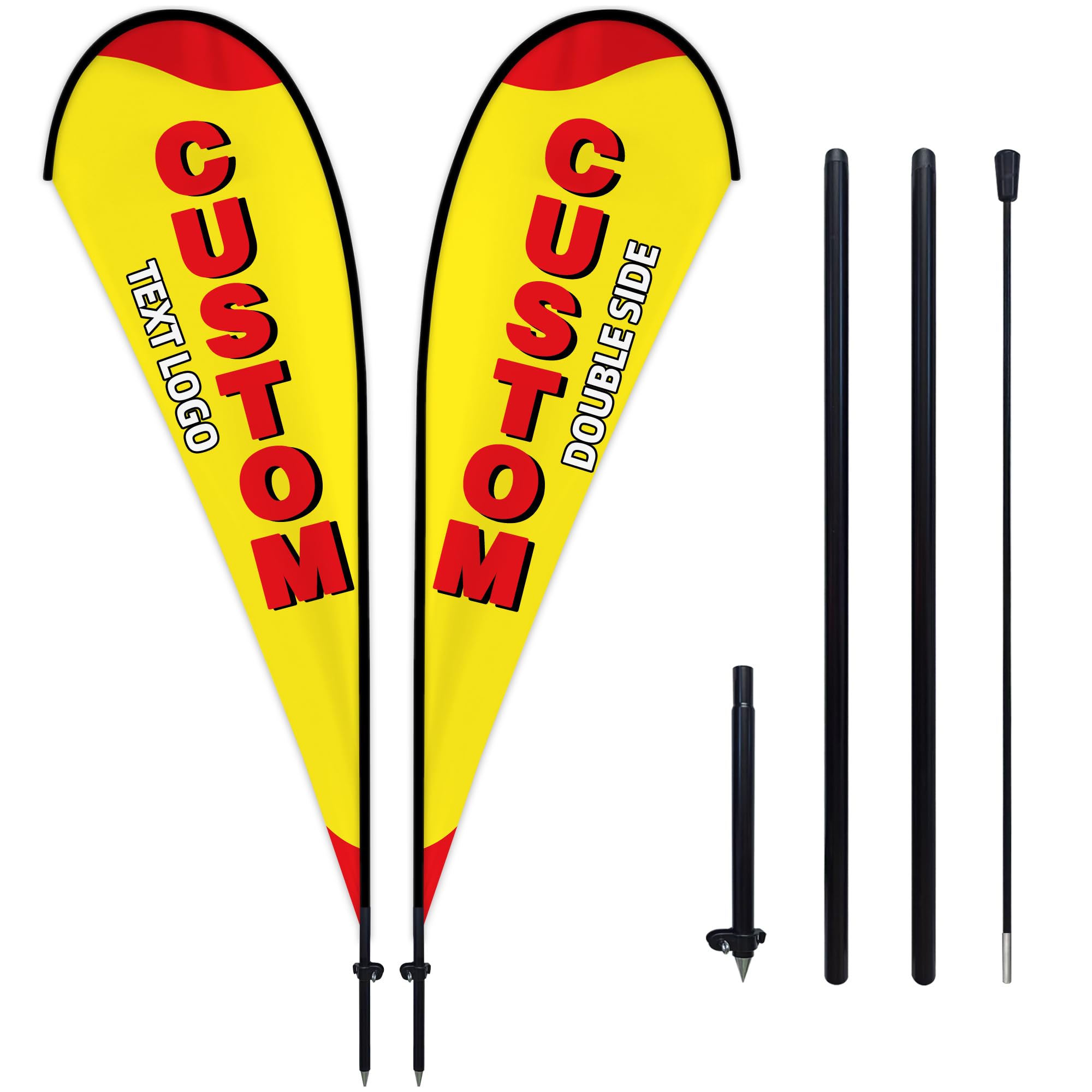 Custom Advertising Feather Flags for Business Outside, Personalized Double/Single Sided Feather Flags with Text Logo, Customized Business Open Flag