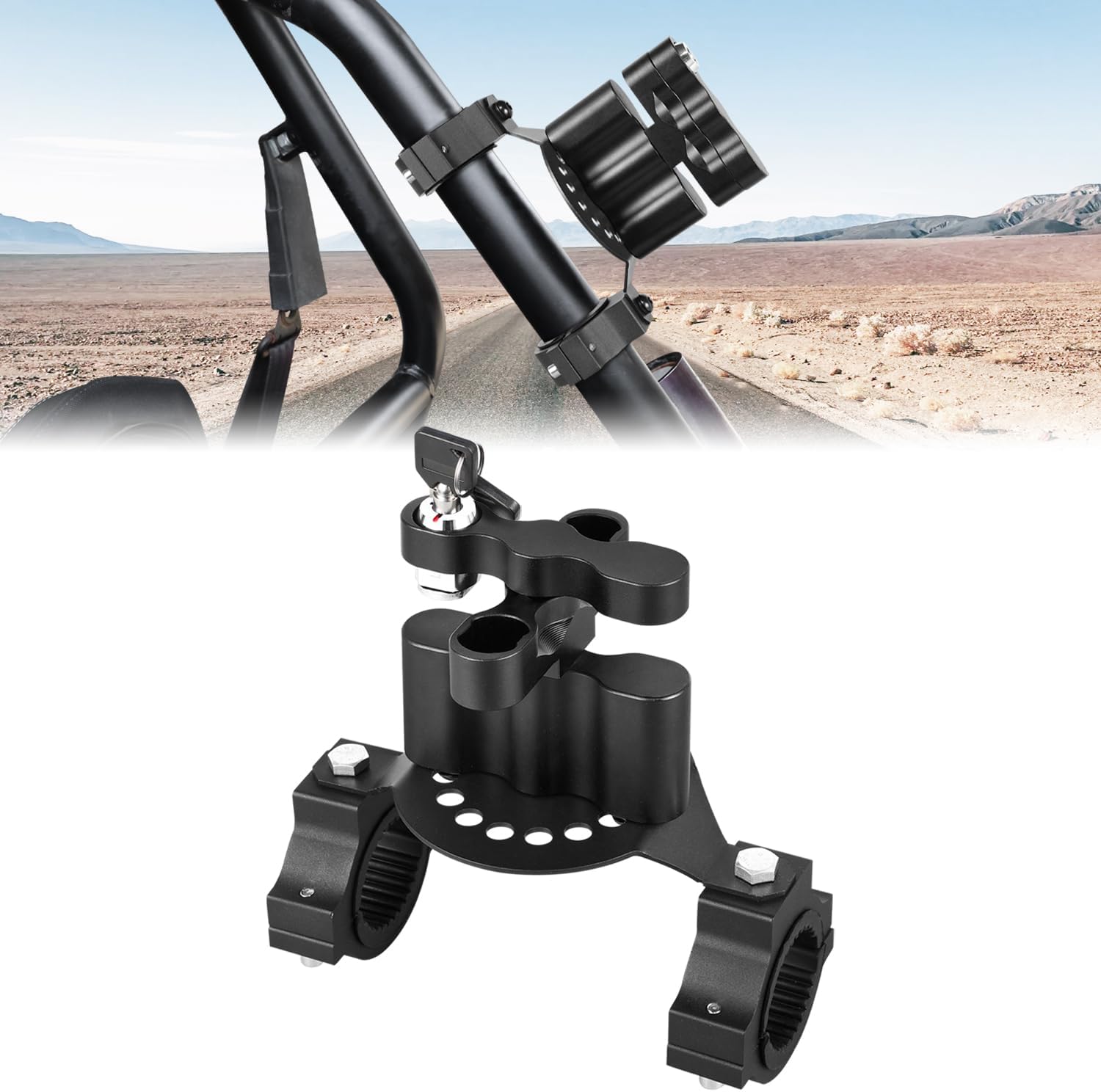 1''-2'' Roll Bar Gas Tank Water Can Pack Mount,Oil Mounting Holder Gasoline Pack Fuel Container Mount with Locks Compatible with for ATV UTV Polaris Pioneer Can Am Maverick Commander Talon