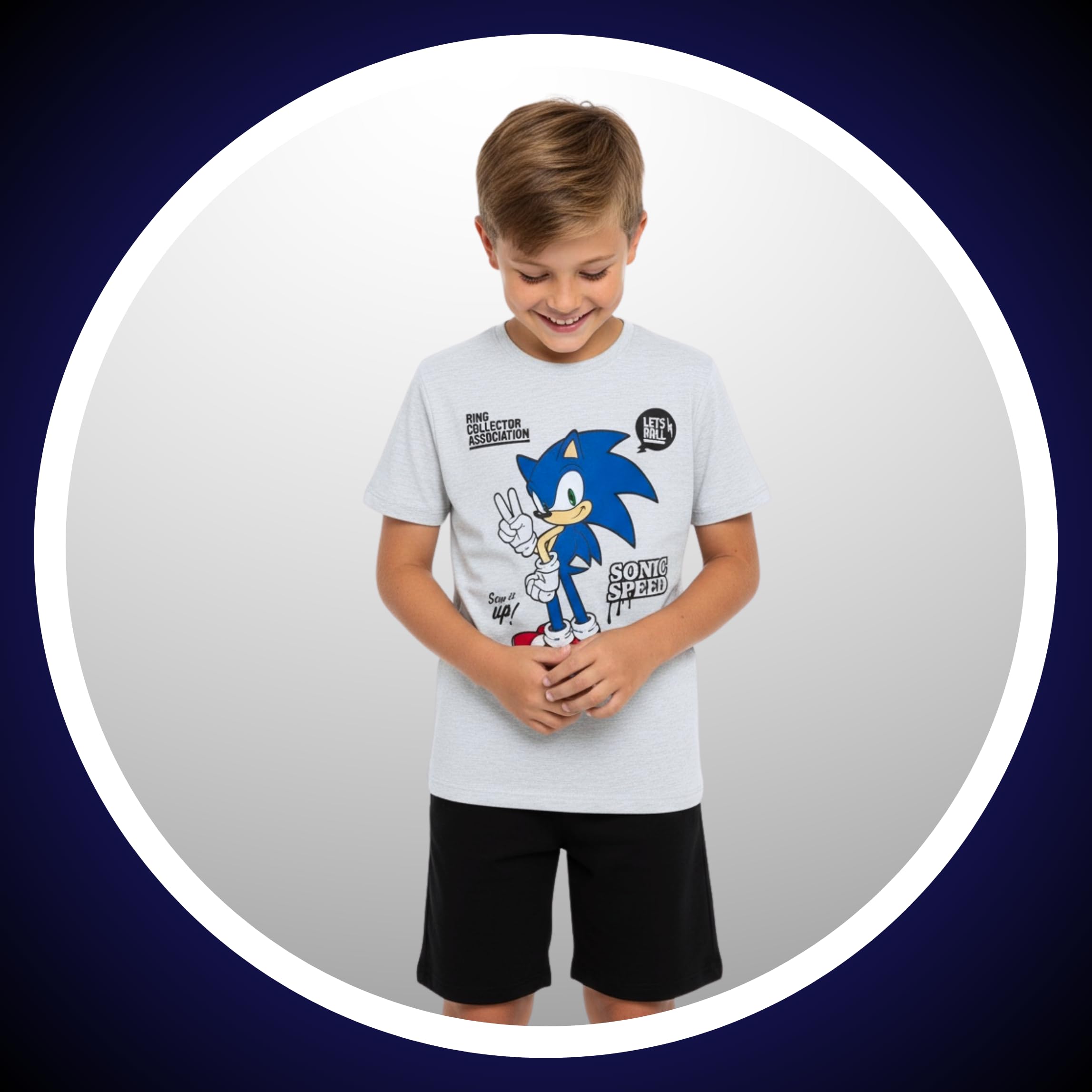 Sonic The Hedgehog Pigiama per Ragazzi, Maglietta e Pantaloncini Set 2 Pezzi Ragazzo, Sonic Pigiama in Cotone per Bambino e Adolescenti, Taglia 6 a 12 Anni