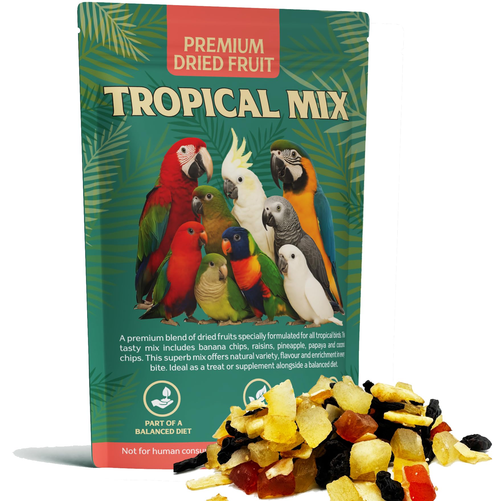 Mascot Pets Premium Dried Fruit Cocktail Treat Snack For Birds Parrots In Air Tight Resealable Kraft Pouch Bag 210 Grams