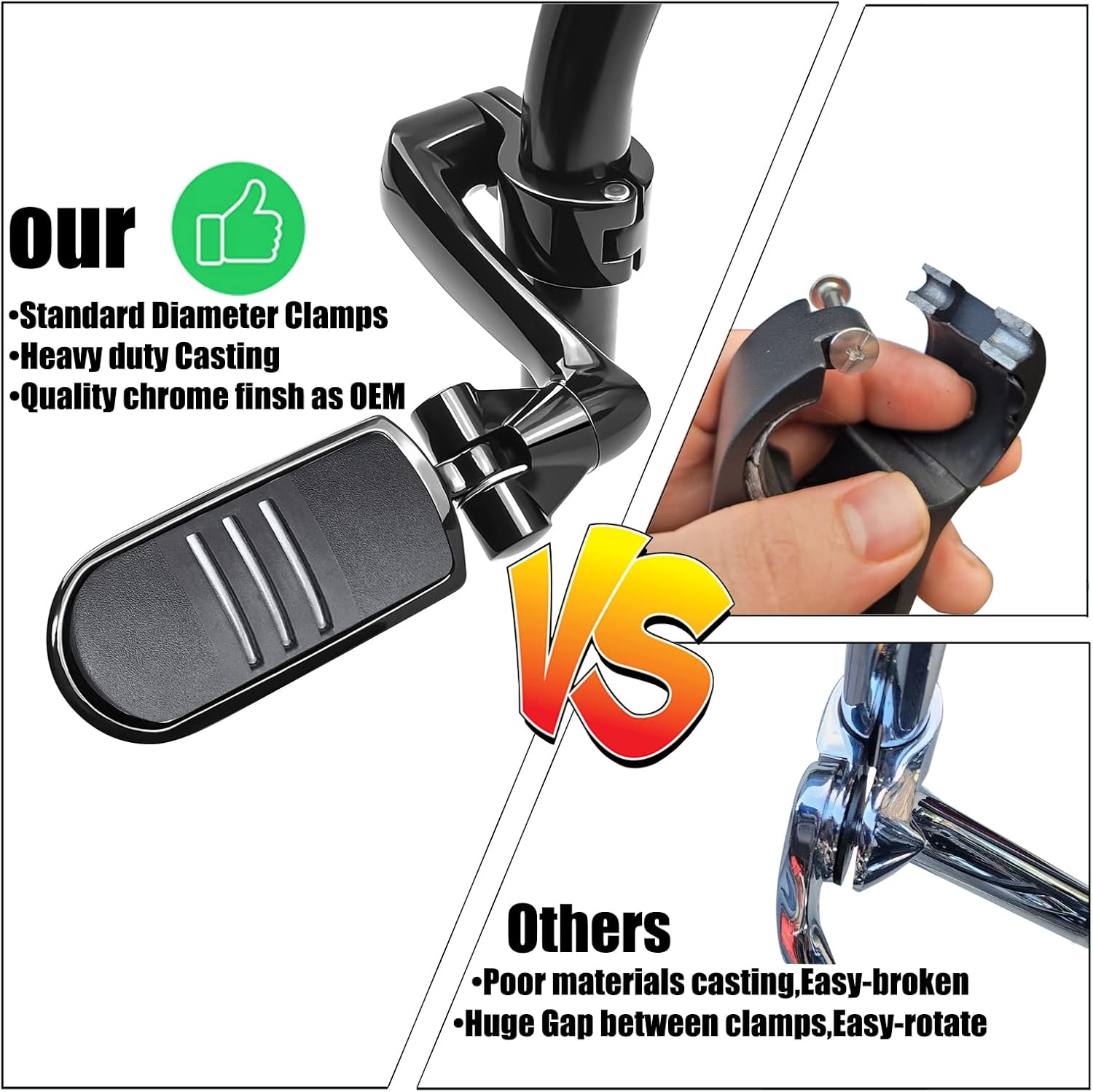 YENHUR 1.25" Highway Pegs Kit,Gloss Black Finsh,Strength Steel Clamps,Extension Arms and Streamliner Pegs Fit for Harley Davidson Electra Glide CVO Street Road Glide Road King Special