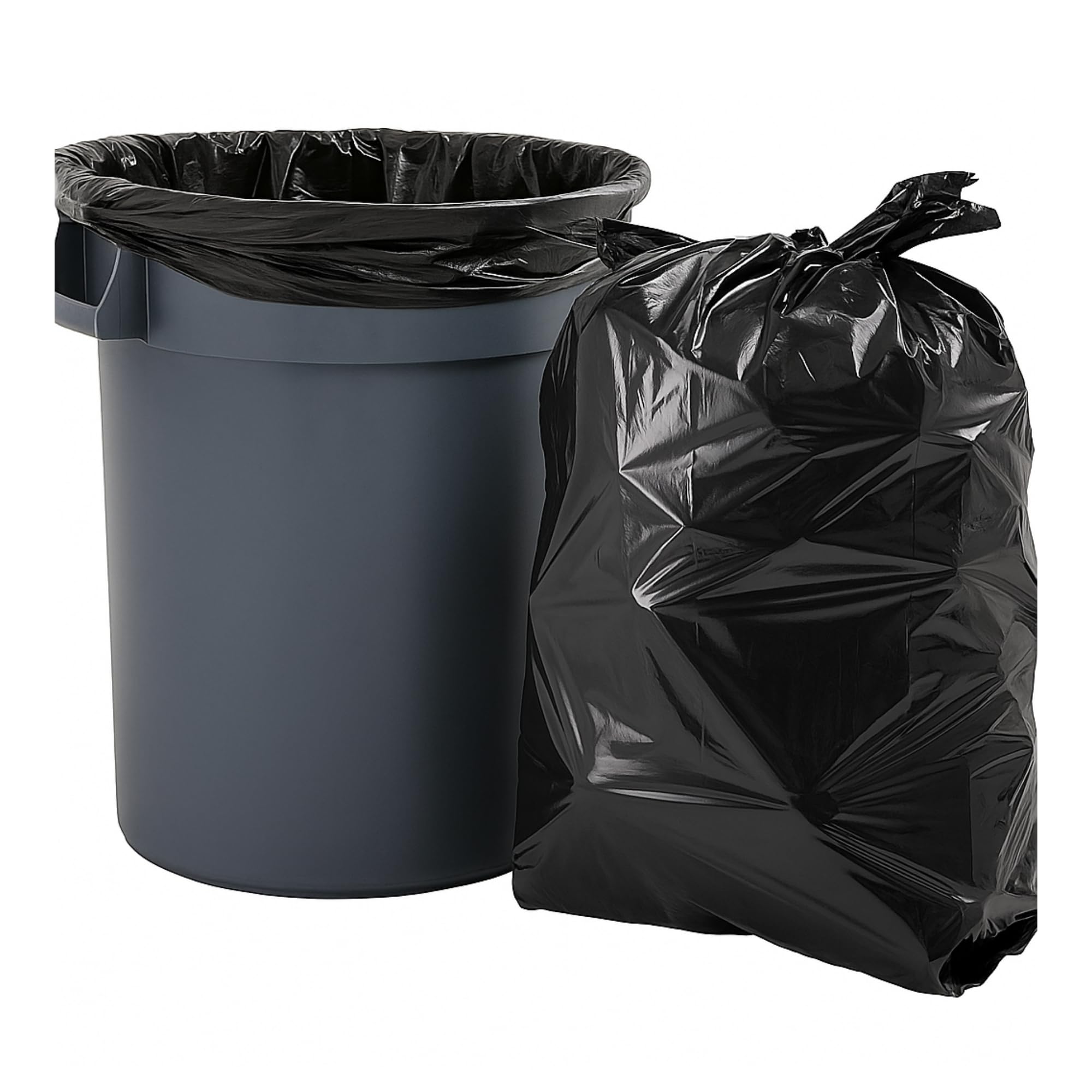 Bolsas de basura de gran capacidad – Super resistentes 60 Microns, antifugas, color negro opaco (plegadas en cartón) (150 l/200 unidades)