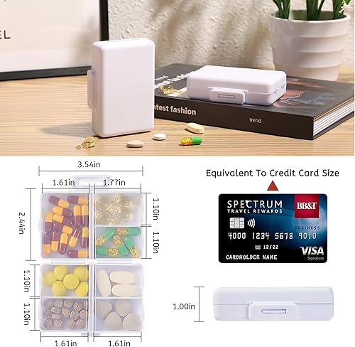 Miniatura 2 de Pastillero de viaje  Pastillero diario portátil con 7 compartimentos, contenedor de píldoras, organizador de medicamentos, dispensador de píldoras,