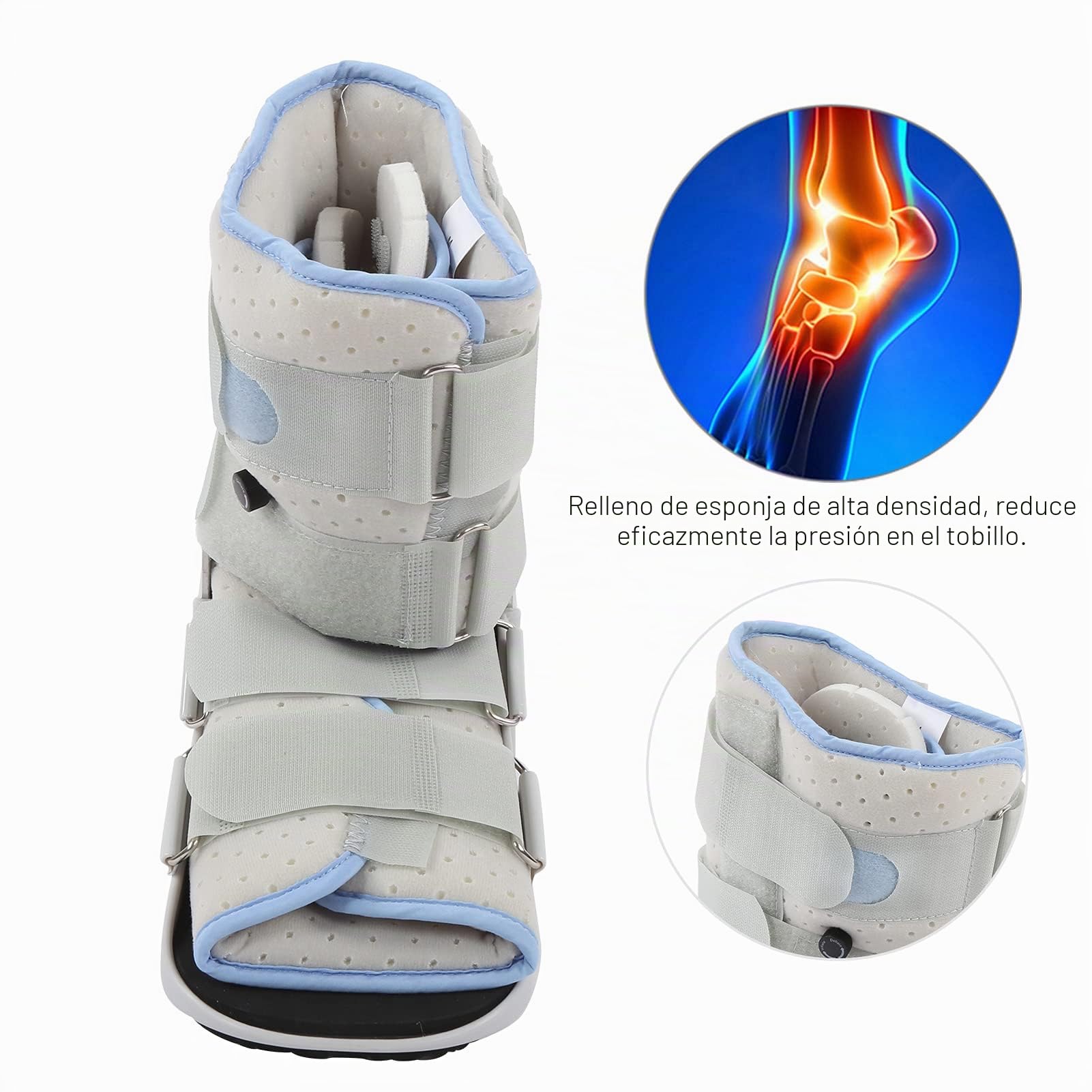 Bota para Fracturas De Tamaño M, Tobillera Ajustable, Férula De Tobillo Ajustable, Soporte Transpirable para La Rehabilitación De Lesiones De Tobillo Y Tendón De Aquiles