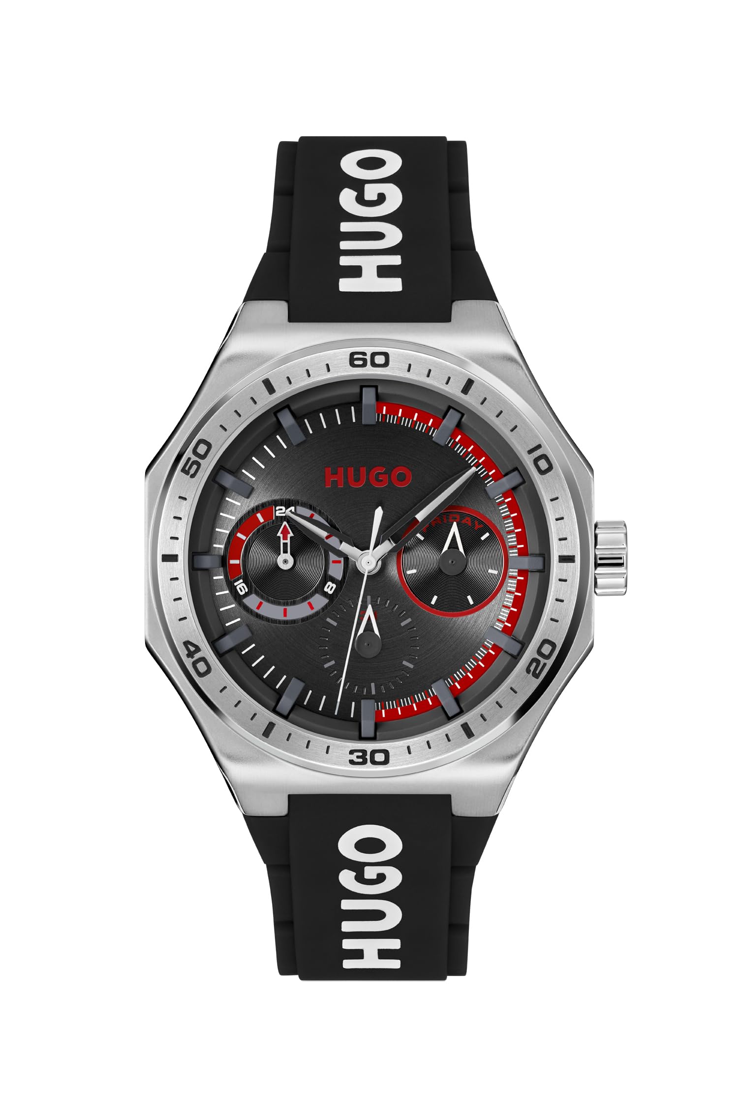 HUGO Men's #Grail Sport Watch – 44mm Stainless Steel Case, Multifunction Movement, Bold Design, Quartz Accuracy, Sporty and Dynamic Style - Gift for Him