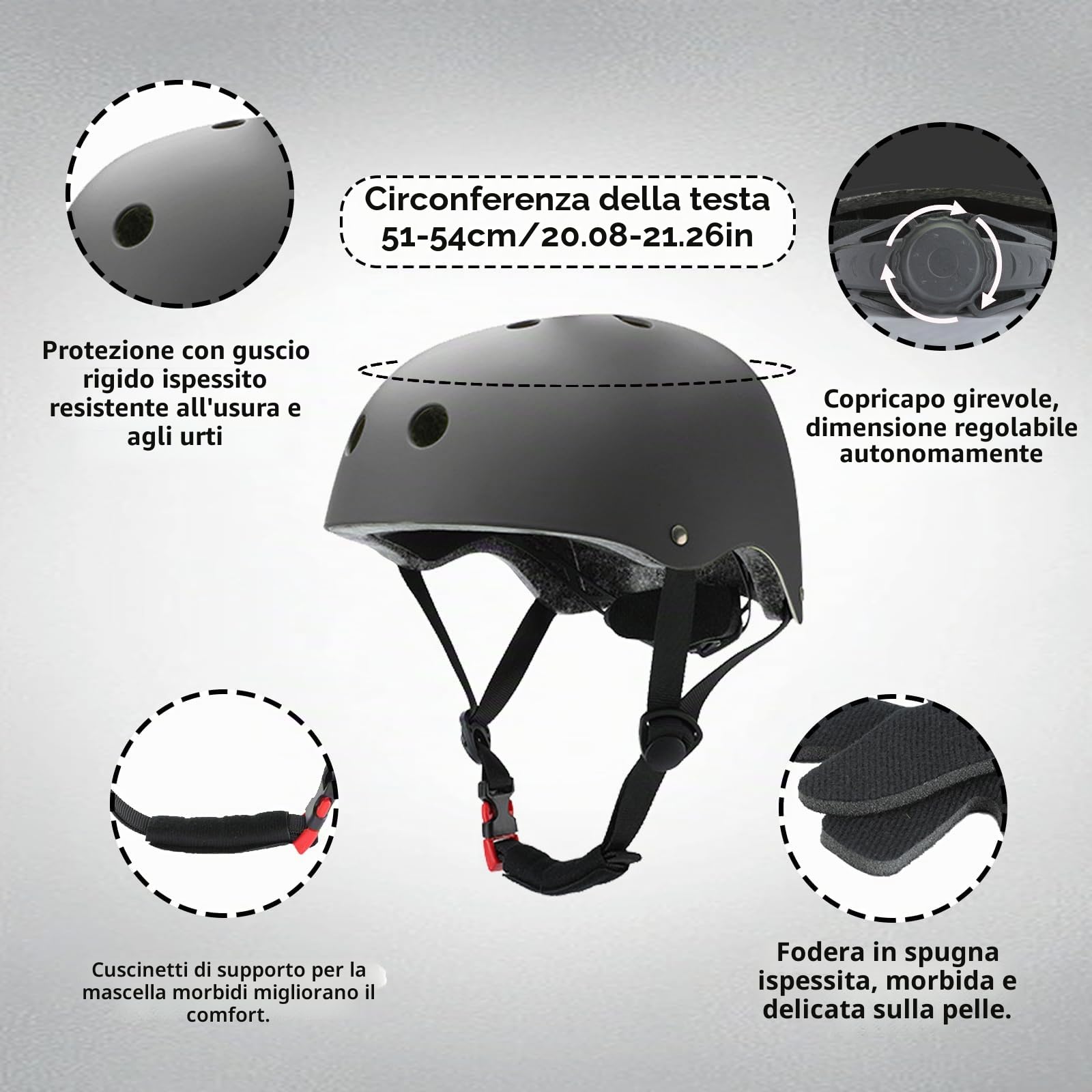 Ginocchiere per bambini con casco, equipaggiamento di protezione in linea per bambini, traspiranti e regolabili, set di ginocchiere per bicicletta, skateboard, scooter