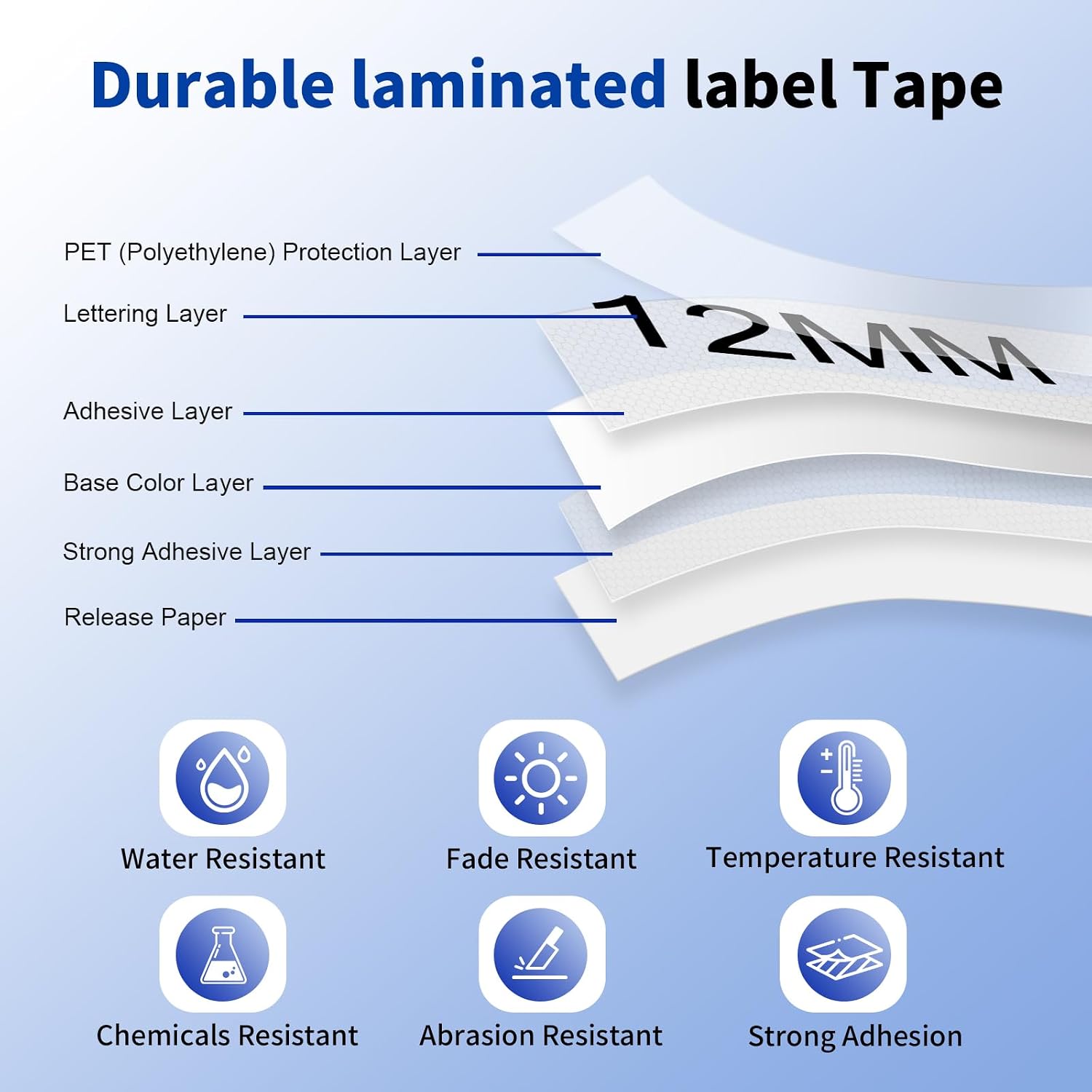 TZe-231 Label Maker Tape 12mm 0.47 Laminated Black on White Tape 1/2'' x 8m Compatible with Brother TZe-231 TZe231 TZ for P-Touch Label Tape PT-D220 PT-D210 PT-D200 D220 H110 D410 D400 Refills, 2 Pack