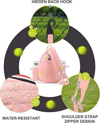 Miniatura 6 de Bolsas de tenis con capacidad para 2 raquetas para mujeres y hombres, mochila de tenis cruzada y bolsa de hombro para raqueta, bolsillo aislado,