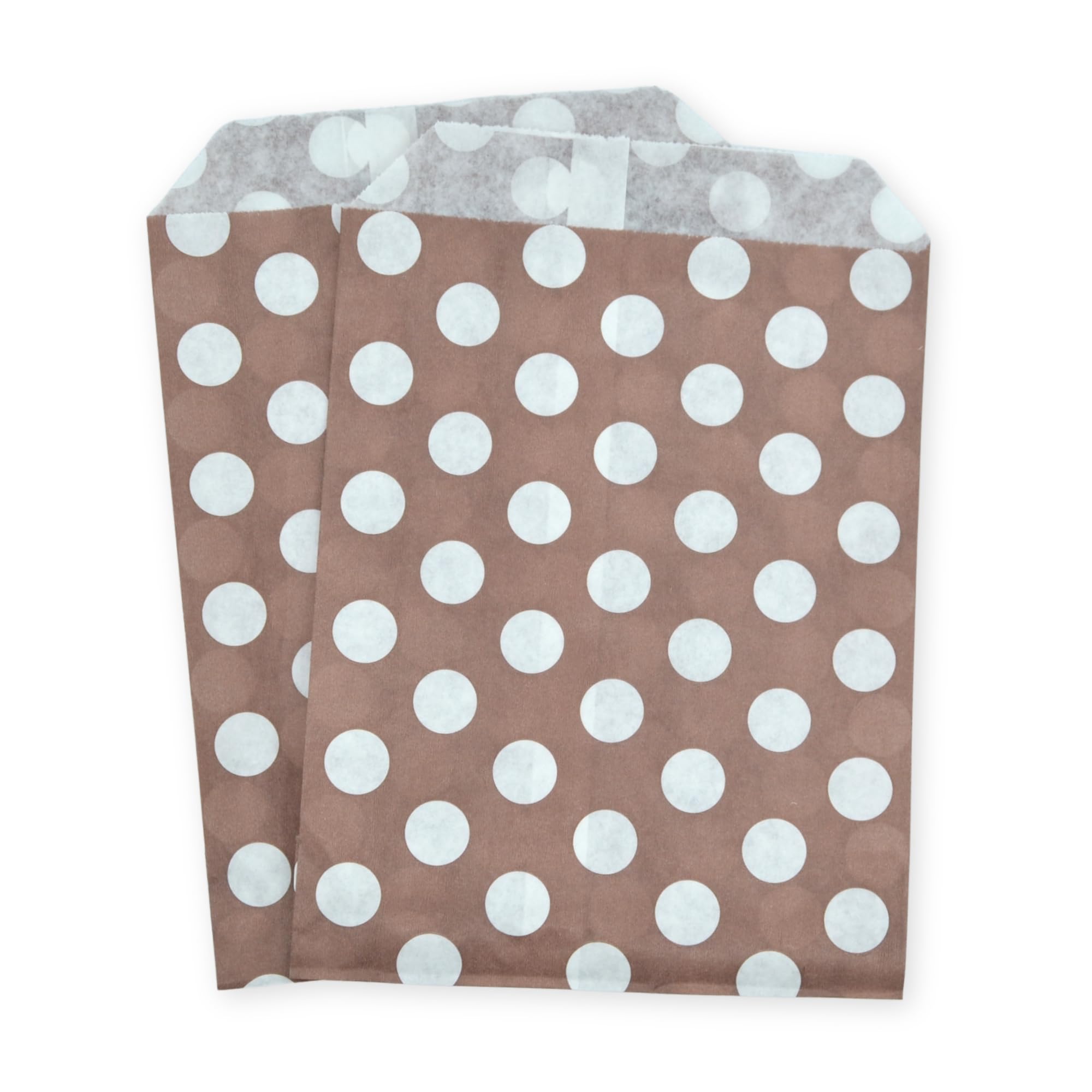 celloexpress 7" x 9" Chocolate Brown Polka Dot Paper Sweet Bags - Classic Confectionery Gift Shop Goodie Party Bags (Pack of 50)
