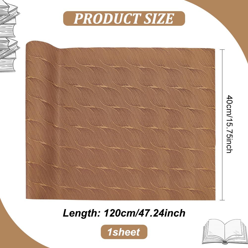 BENECREAT 120x40 cm Tissu de Reliure de Livre, Surface en Tissu de Couverture de Livre avec Dos Adhésif, Tissu de Livre en Verge D'Or pour la Protection du Livre, Artisanat Bricolage Scrapbooking