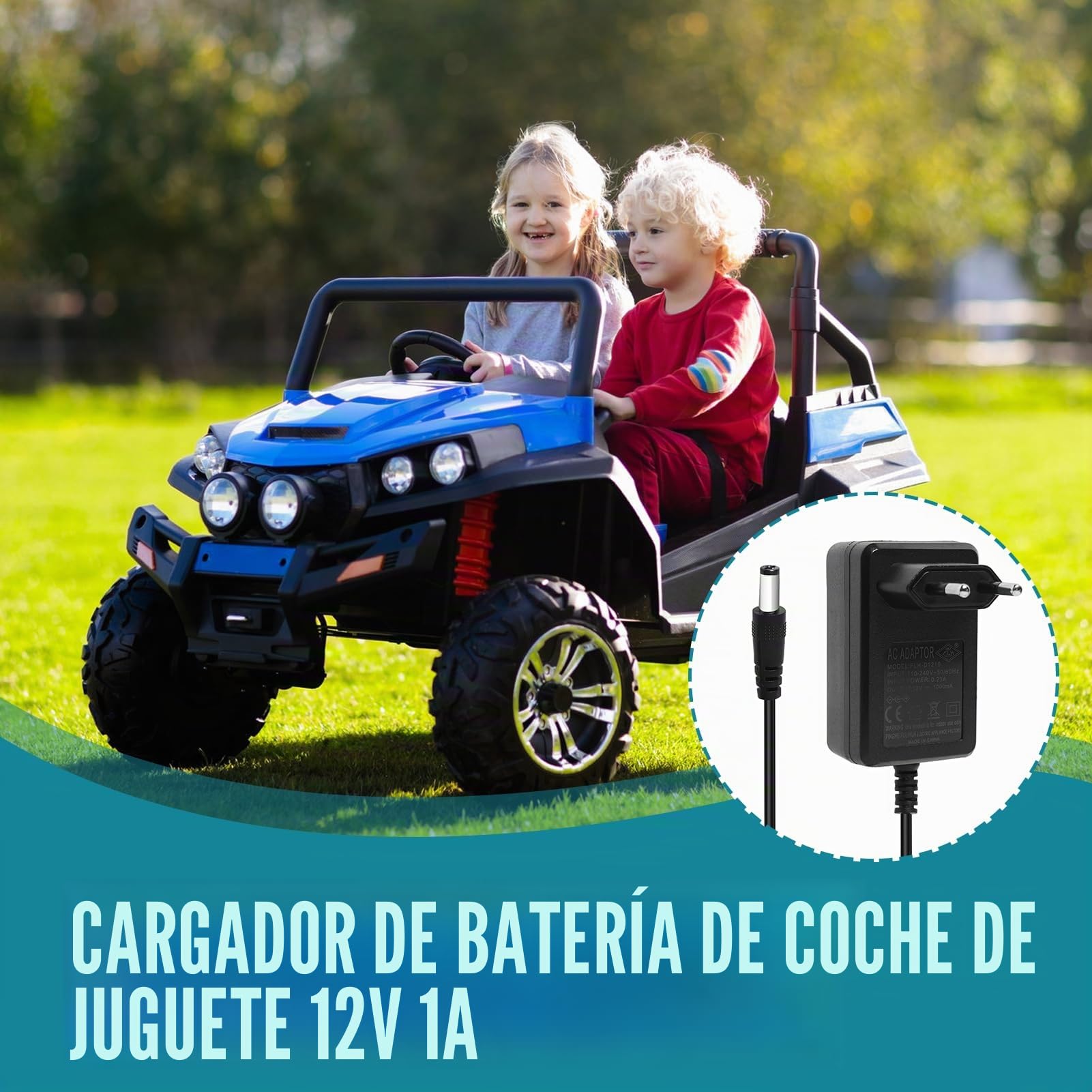 Cargador de 12 V para coche eléctrico infantil, cargador universal de 12 V 1 A, para coche eléctrico infantil, paseo en juguetes, para SUV ATV moto, coche, eléctrico de motocicleta, coches eléctricos