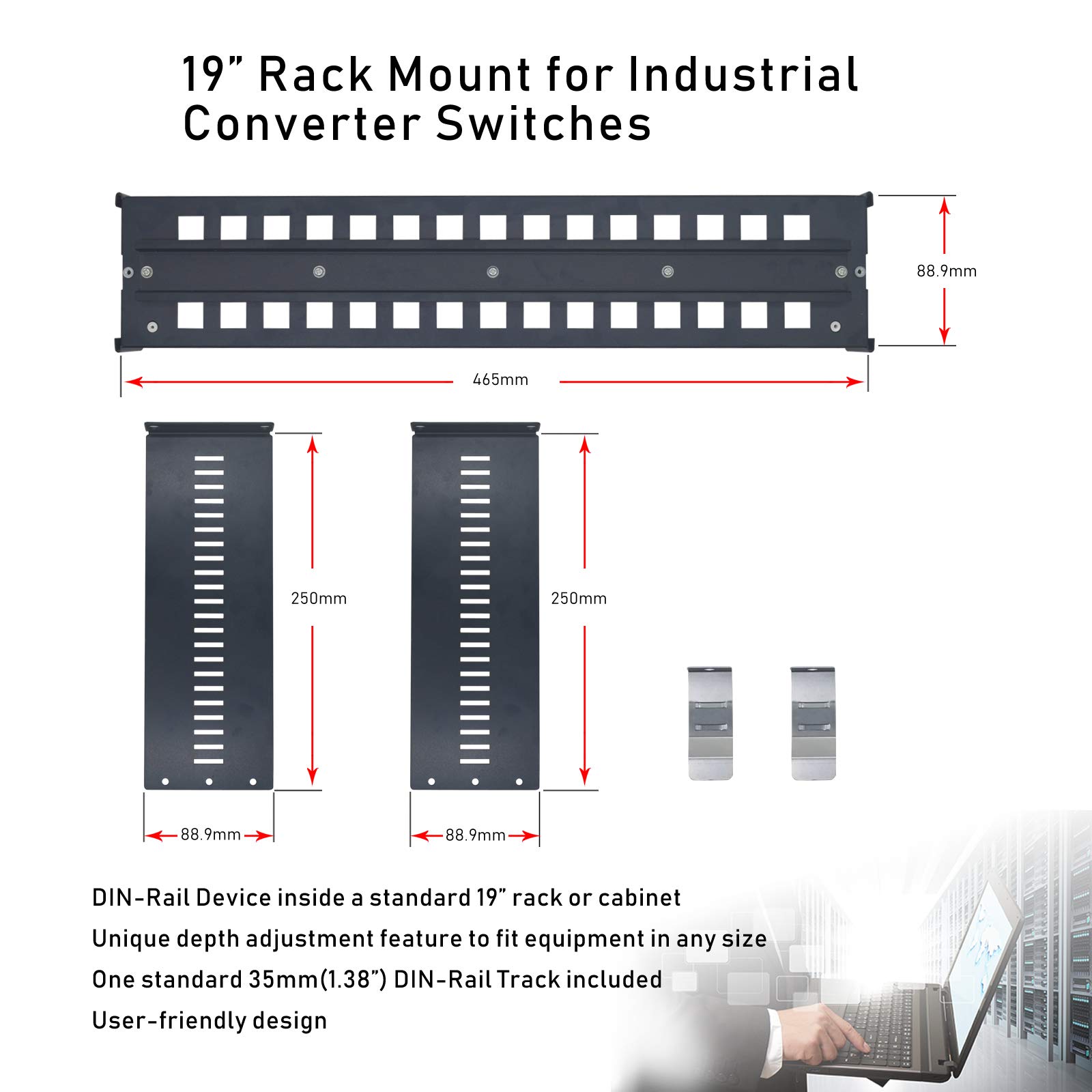 2U Space Schwarz Strapazierfähiges Rack-Panel Mit 6 Großen Speakon