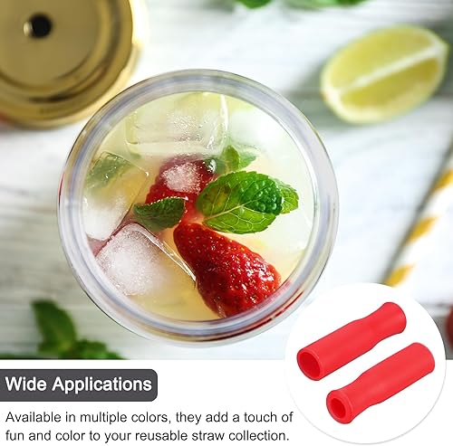 Miniatura 5 de uxcell 12 puntas de popote de silicona, cubiertas de paja de metal, puntas de popote suaves y reutilizables, aptas para popotes de acero inoxidable