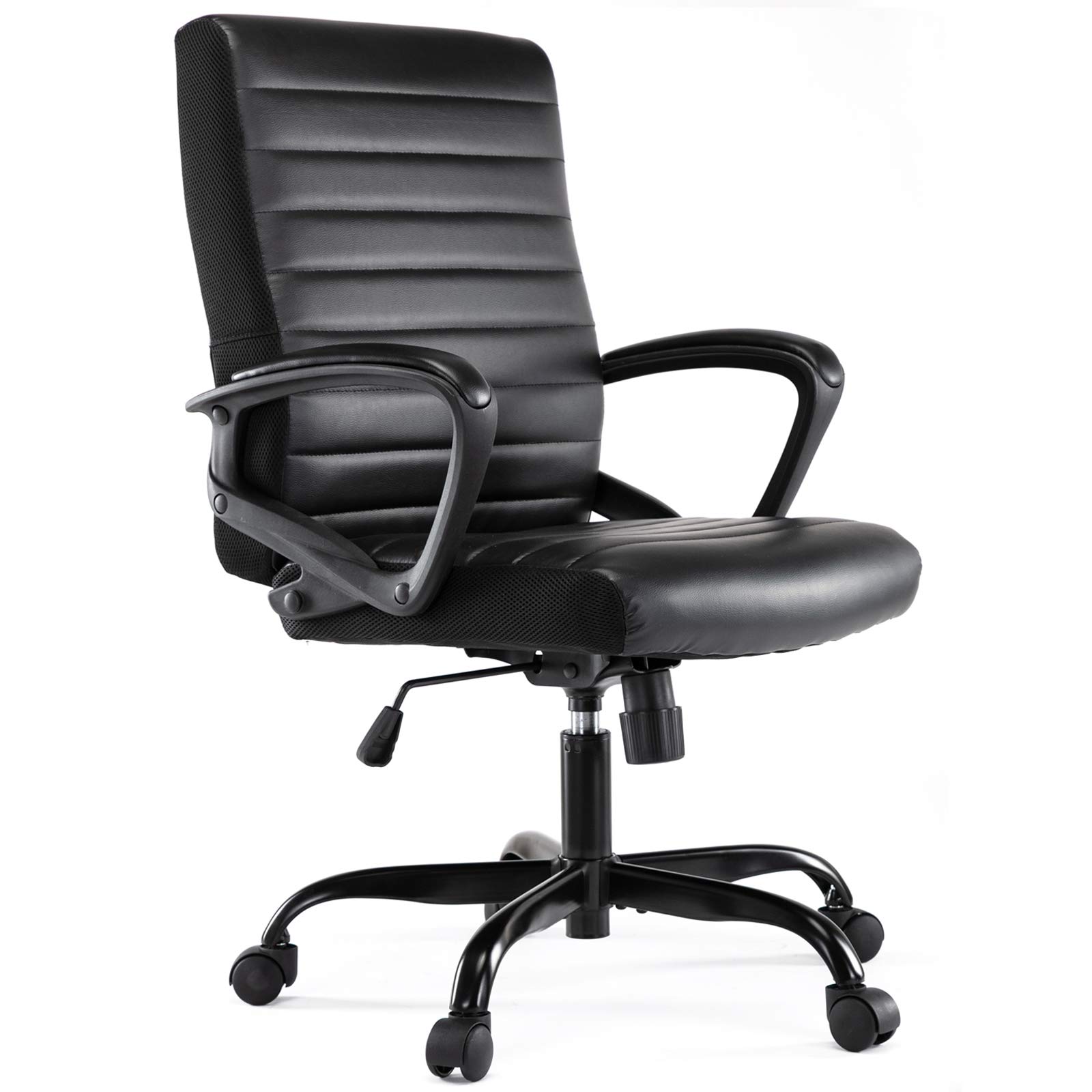 Office Chair, Computer Desk Chair, Executive Task Chair Ergonomic Bonded Leather Mid-Back, Black